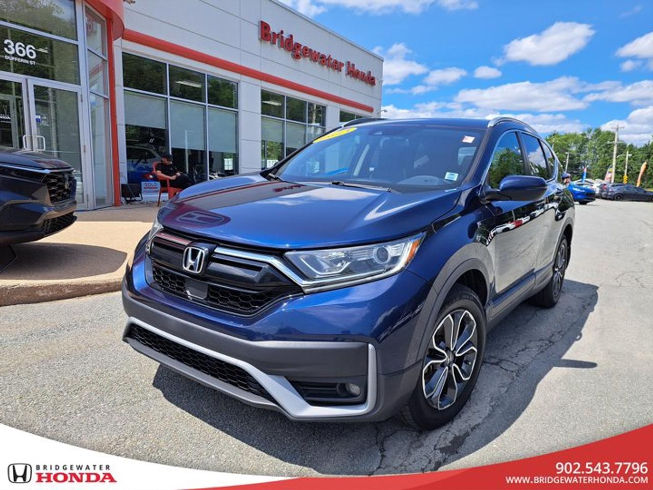 2021 Honda CR-V EX-L AWD | One Owner | Local Trade | Ready for Your Next AdventureIf youre searching for an SUV that delivers outstanding comfort, impressive fuel efficiency, and the confidence of Honda reliability, this 2021 Honda CR-V EX-L AWD is an excellent choice. Whether youre commuting to work, loading up for a weekend getaway, or tackling everyday errands, the CR-V offers the versatility and refinement that has made it one of Canadas favourite SUVs.This One Owner, Local Trade has only 137,298 km, a clean CARFAX with no reported accidents, and is finished in a timeless Silver exterior with a Black leather interior.Features Youll AppreciateThe EX-L trim adds premium comfort and convenience features designed to make every drive more enjoyable.Enjoy confident driving through every Nova Scotia season with Hondas Real Time AWD system.The efficient 1.5L turbocharged engine delivers excellent fuel economy while providing responsive performance for city driving and highway trips.Relax in leather-trimmed seating with heated front seats, making cold mornings much more comfortable.Find your perfect driving position with the 10-way power drivers seat with memory function, so your preferred settings are always ready.Load groceries, luggage, or sports equipment with ease using the power tailgate.Let natural light into the cabin through the power moonroof.Stay connected with Apple CarPlay® and Android Auto , giving you easy access to navigation, music, and hands-free communication.Dual-zone automatic climate control allows both front passengers to enjoy personalized comfort.Honda Sensing® driver-assist technologies, Blind Spot Information System, Cross Traffic Monitor, and the multi-angle rearview camera provide extra confidence wherever your travels take you.Additional features include remote start, push-button start with Smart Entry, alloy wheels, LED fog lights, heated side mirrors, and Bluetooth® connectivity.Buy With Confidence at Bridgewater HondaEvery pre-owned vehicle at Bridgewater Honda includes:Fresh oil changeNova Scotia Motor Vehicle Inspection (MVI)Comprehensive safety inspectionProfessional detailCARFAX® Vehicle History ReportFull tank of fuelThorough reconditioning by our factory-trained techniciansReconditioning CompletedOur certified technicians have completed the following maintenance:Machined front and rear brake rotorsReplaced front brake padsReplaced rear brake padsReplaced filtersInstalled new wiper bladesThis CR-V also comes with a clean CARFAX history with no reported accidents, giving you added peace of mind.Quality You Can TrustWhile this CR-V is not Honda or Steele Certified, it has successfully passed Bridgewater Hondas comprehensive inspection process and has been professionally reconditioned to meet our high standards for quality, safety, and reliability.Financing Made EasyNo matter your credit situation, our finance specialists are here to help. Whether you have excellent credit, are building credit, or rebuilding it, we offer financing solutions tailored to your needs through a network of trusted lenders.Why Buy from Bridgewater Honda?At Bridgewater Honda, were proud to serve drivers in Bridgewater, across the South Shore, and throughout Nova Scotia. We believe buying a vehicle should be simple, transparent, and enjoyable, and were committed to helping you find the right vehicle for your lifestyle.This CR-V offers exceptional comfort, outstanding fuel efficiency, and the versatility to handle everything from your daily commute to your next road trip. As a One Owner, Local Trade with low kilometres and a clean accident history, its a vehicle you can drive home with confidence.Book your test drive today, reserve it online, or apply for financing with Bridgewater