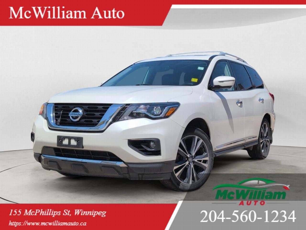 <br>At McWilliam Auto, we operate as a one-price dealership. Our vehicles are competitively priced from the start to offer exceptional value and a transparent buying experience. All vehicle prices are firm and non-negotiable.in.<br><br>MECHANICAL / PERFORMANCE<br><br>3.5L V6 engine<br>Xtronic CVT automatic transmission<br>Intelligent 4X4 drivetrain<br>Drive Mode Selector<br>Hill Start Assist<br>Hill Descent Control<br>Vehicle Dynamic Control<br>Traction Control System<br>Electric power steering<br>4-wheel disc brakes<br><br>SAFETY<br><br>Adaptive Cruise Control (ACC)<br>Blind Spot Warning<br>Intelligent Around View Monitor (360° Camera)<br>Rear Cross Traffic Alert<br>Forward Emergency Braking<br>Rear Sonar System<br>Electronic Stability Control<br>Traction Control System<br>Anti-lock Braking System (ABS)<br>Advanced front, side and curtain airbags<br>Tire Pressure Monitoring System<br>Automatic headlights<br>Remote keyless entry<br>Push-button start<br><br>TECHNOLOGY / INFOTAINMENT<br><br>BOSE premium sound system<br>Navigation system<br>Touchscreen infotainment system<br>Bluetooth hands-free connectivity<br>Bluetooth audio streaming<br>USB charging ports<br>SiriusXM satellite radio capability<br>Voice recognition<br>Steering wheel-mounted audio controls<br>Rear seat DVD entertainment system<br>Multi-function driver information display<br><br>COMFORT / INTERIOR<br><br>Leather seating surfaces<br>7-passenger seating<br>Heated front seats<br>Ventilated front seats<br>Heated second-row seats<br>Heated steering wheel<br>Power driver seat with memory settings<br>Power front passenger seat<br>Tri-zone automatic climate control<br>Power panoramic moonroof<br>Power liftgate<br>Power windows<br>Power door locks<br>Leather-wrapped steering wheel<br>Auto-dimming rearview mirror<br>60/40 split-folding second-row seats<br>50/50 split-folding third-row seats<br><br>EXTERIOR / STYLING<br><br>LED Daytime Running Lights<br>LED headlights<br>Automatic headlights<br>Fog lights<br>Power heated exterior mirrors with integrated turn signals<br>Power liftgate<br>Roof rails<br>Rear privacy glass<br>Rear window wiper<br>20-inch aluminum alloy wheels<br>Chrome exterior accents<br><br>OFF ROAD / CAPABILITY<br><br>Intelligent 4X4 drivetrain<br>Hill Start Assist<br>Hill Descent Control<br>Drive Mode Selector<br>Trailer Sway Control<br><br>DEALER PERMIT No. 4611<br>Stock Number#4961<br>McWilliam Auto, 155 McPhillips Street, Winnipeg MB<br><br>IMPORTANT DISCLAIMER: This vehicle is a used vehicle, all the features and information may not be accurate from the descriptions above, please check the vehicle in person and confirm for your self.