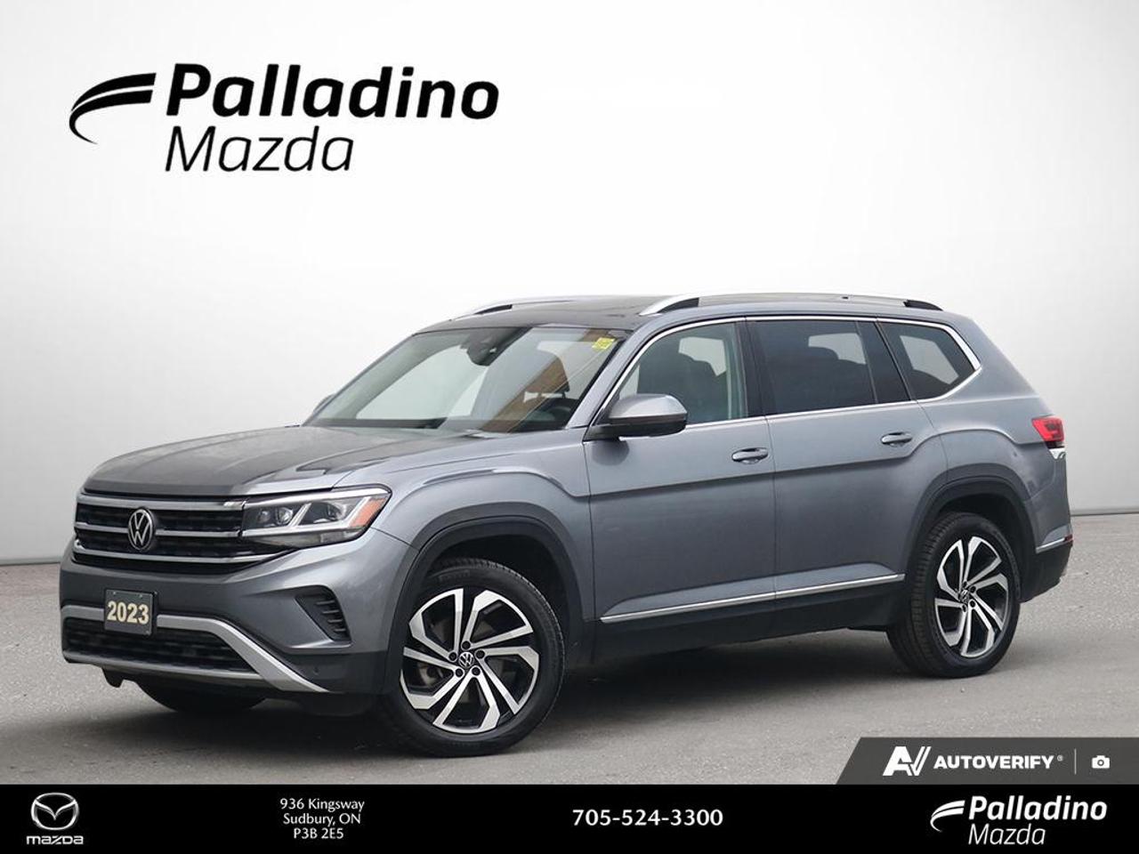 Finished in Blue, this used 2023 Volkswagen Atlas Highline brings full-size SUV comfort, confident all-wheel drive capability, and smooth V6 power to drivers in Greater Sudbury. Sold by Palladino Mazda, it is a practical choice for families who need real space, strong everyday performance, and refined road manners.

This 2023 Volkswagen Atlas Highline is powered by a 3.6-litre FSI V6 engine with 276 horsepower, paired with an 8-Speed Automatic w/Tiptronic transmission. With 157,405 km, it has proven road experience while still offering the versatility and confidence that make this Volkswagen SUV such a popular option for Canadian driving conditions.

FEATURES OF THE Atlas Highline

»» Full-size three-row family SUV design
»» 3.6-litre V6 with 276 horsepower
»» 8-Speed Automatic w/Tiptronic transmission
»» All-wheel drive for year-round confidence

ADVANCED SAFETY FEATURES

»» Electronic stability control supports secure handling
»» Traction control helps on slippery roads
»» Anti-lock braking system aids control
»» Advanced airbag system adds protection

PERFORMANCE AND EFFICIENCY

»» 3.6-litre FSI V6 delivers smooth power
»» 276 horsepower supports confident highway passing
»» Tiptronic shifting adds driver control
»» All-wheel drive improves all-season traction

COMFORT AND CONVENIENCE

»» Spacious cabin suits growing families well
»» Three-row layout adds flexible seating
»» Smooth automatic transmission eases commuting
»» Large SUV stance enhances road comfort

TECHNOLOGY AND CONNECTIVITY

»» Clear driver information display layout
»» User-friendly controls support daily driving
»» Tiptronic function adds interactive operation
»» Modern cabin design feels intuitive

CARGO SPACE

»» Large rear cargo area adds utility
»» Three-row flexibility supports changing needs
»» Room for groceries and travel gear
»» Ideal for family trips and errands

AWARDS & RECOGNITIONS

»» Top Safety Pick, Insurance Institute for Highway Safety, 2023

WHAT OTHER OWNERS LIKE

»» Strong V6 power for highway driving
»» Spacious interior for family travel
»» Confident all-wheel drive in winter
»» Comfortable ride for daily use

The 2023 Volkswagen Atlas Highline stands out with its roomy interior, composed handling, and strong V6 performance. It is well suited to busy households, long highway drives, and changing Northern Ontario weather. Its size and layout make it easy to appreciate when passenger space and cargo flexibility matter most.

For drivers shopping Greater Sudbury for a used SUV with real capability and family-focused practicality, this 2023 Volkswagen Atlas Highline offers a smart balance of comfort, power, and versatility. Available now at Palladino Mazda, it is ready to support daily routines, weekend travel, and everything in between.

This 2023 Volkswagen Atlas Highlines VIN is: 1V2BR2CA7PC519231.

The advertised price is for financing only and applies exclusively to vehicles eligible for financing. Vehicles sold as-is are not eligible for financing and require full payment at purchase. All cash purchases of finance-eligible vehicles will be subject to an additional $2,501.00. This advertised price also does not include taxes and licensing fees. For as-is vehicles: the motor vehicle sold under this contract is being sold as-is and is not represented as being in road worthy condition, mechanically sound or maintained at any guaranteed level of quality.<p> and refined road manners.

This 2023 Volkswagen Atlas Highline is powered by a 3.6-litre FSI V6 engine with 276 horsepower</p>
<p> it has proven road experience while still offering the versatility and confidence that make this Volkswagen SUV such a popular option for Canadian driving conditions.

FEATURES OF THE Atlas Highline

»» Full-size three-row family SUV design
»» 3.6-litre V6 with 276 horsepower
»» 8-Speed Automatic w/Tiptronic transmission
»» All-wheel drive for year-round confidence

ADVANCED SAFETY FEATURES

»» Electronic stability control supports secure handling
»» Traction control helps on slippery roads
»» Anti-lock braking system aids control
»» Advanced airbag system adds protection

PERFORMANCE AND EFFICIENCY

»» 3.6-litre FSI V6 delivers smooth power
»» 276 horsepower supports confident highway passing
»» Tiptronic shifting adds driver control
»» All-wheel drive improves all-season traction

COMFORT AND CONVENIENCE

»» Spacious cabin suits growing families well
»» Three-row layout adds flexible seating
»» Smooth automatic transmission eases commuting
»» Large SUV stance enhances road comfort

TECHNOLOGY AND CONNECTIVITY

»» Clear driver information display layout
»» User-friendly controls support daily driving
»» Tiptronic function adds interactive operation
»» Modern cabin design feels intuitive

CARGO SPACE

»» Large rear cargo area adds utility
»» Three-row flexibility supports changing needs
»» Room for groceries and travel gear
»» Ideal for family trips and errands

AWARDS & RECOGNITIONS

»» Top Safety Pick</p>
<p> 2023

WHAT OTHER OWNERS LIKE

»» Strong V6 power for highway driving
»» Spacious interior for family travel
»» Confident all-wheel drive in winter
»» Comfortable ride for daily use

The 2023 Volkswagen Atlas Highline stands out with its roomy interior</p>
<p> and changing Northern Ontario weather. Its size and layout make it easy to appreciate when passenger space and cargo flexibility matter most.

For drivers shopping Greater Sudbury for a used SUV with real capability and family-focused practicality</p>
<p> and everything in between.

This 2023 Volkswagen Atlas Highlines VIN is: 1V2BR2CA7PC519231.

The advertised price is for financing only and applies exclusively to vehicles eligible for financing. Vehicles sold as-is are not eligible for financing and require full payment at purchase. All cash purchases of finance-eligible vehicles will be subject to an additional $2</p>
<p>501.00. This advertised price also does not include taxes and licensing fees. For as-is vehicles: the motor vehicle sold under this contract is being sold as-is and is not represented as being in road worthy condition</p>