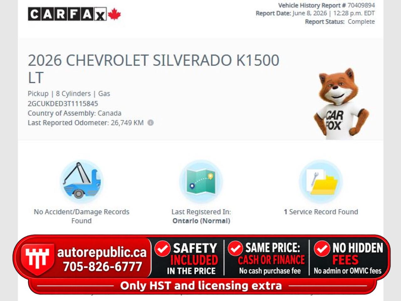 2026 Chevrolet Silverado 1500 LT Certified Like New 5.3L V8 4x4 Photo