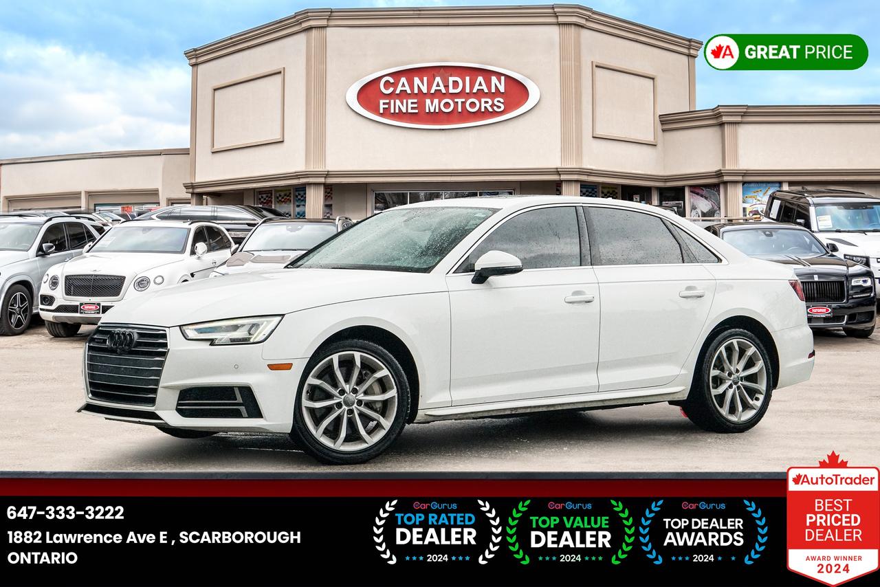 <p>ENJOY 6 MONTHS NO PAYMENT!!<br><br><br><br>AUDI INSPECTION AVAILABLE UPON REQUEST!!<br>***CARFAX VERIFIED UPON REQUEST***<br>,<br>WHITE OVER BLACK LEATHER INT,<br><br></p><p>NAVIGATION, SUNROOF, HEATED SEATS, REAR, AIR CONDITIONING, CRUISE CTRL, CLIMATE CONTROL, TILT WHEEL, BACKUP CAMERA, BLUETOOTH, TRACTION CONTROL, AND MORE!<br><br><br>PRICE EXCLUDES ALL APPLICABLE TAXES AND LICENSING. ALL VEHICLES, UNLESS OTHERWISE SPECIFIED CAN BE CERTIFIED FOR AN ADDITIONAL COST OF $695. OTHERWISE AS PER REGULATIONS THE VEHICLE IS NOT CERTIFIED NOT DRIVABLE.<br><br><br>**PRICE ADVERTISED ONLINE HAS A $1500 FINANCE PURCHASING CREDIT, CASH PRICE MAY DIFFER. PLEASE CONTACT THE DEALER FOR MORE INFORMATION ON CASH PURCHASE. *DO NOT REFER TO CALCULATE MY PAYMENT TAB FOR CASH PURCHASE. **<br><br><br>***FINANCING AVAILABLE**DEFERRAL OPTION AVAILABLE UP TO 6 MONTHS (NO PAYMENTS FOR 6 MONTHS)**INTEREST NOT INCLUDED IN DEFERRAL & EXTRA SUBJECT TO O.A.C</p>