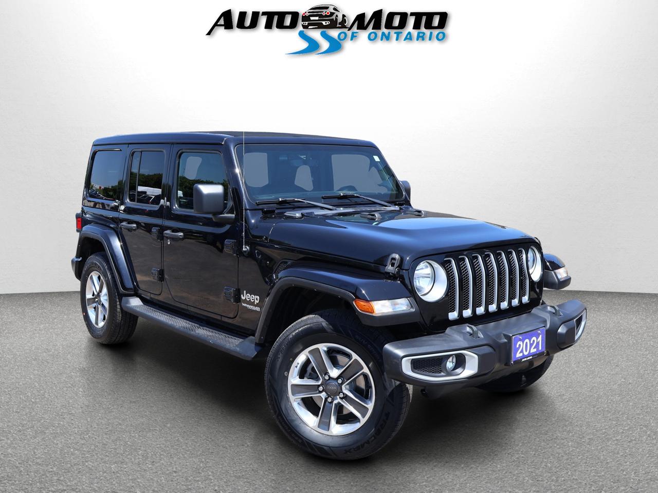 Used 2021 Jeep Wrangler UNLIMTED SAHARA 4WD CERTIFIED *1 OWNER*ACCIDENT FREE* CAMERA NAV BLUETOOTH LEATHER HEATED SEATS CRUISE ALLOYS for sale in Burlington, ON