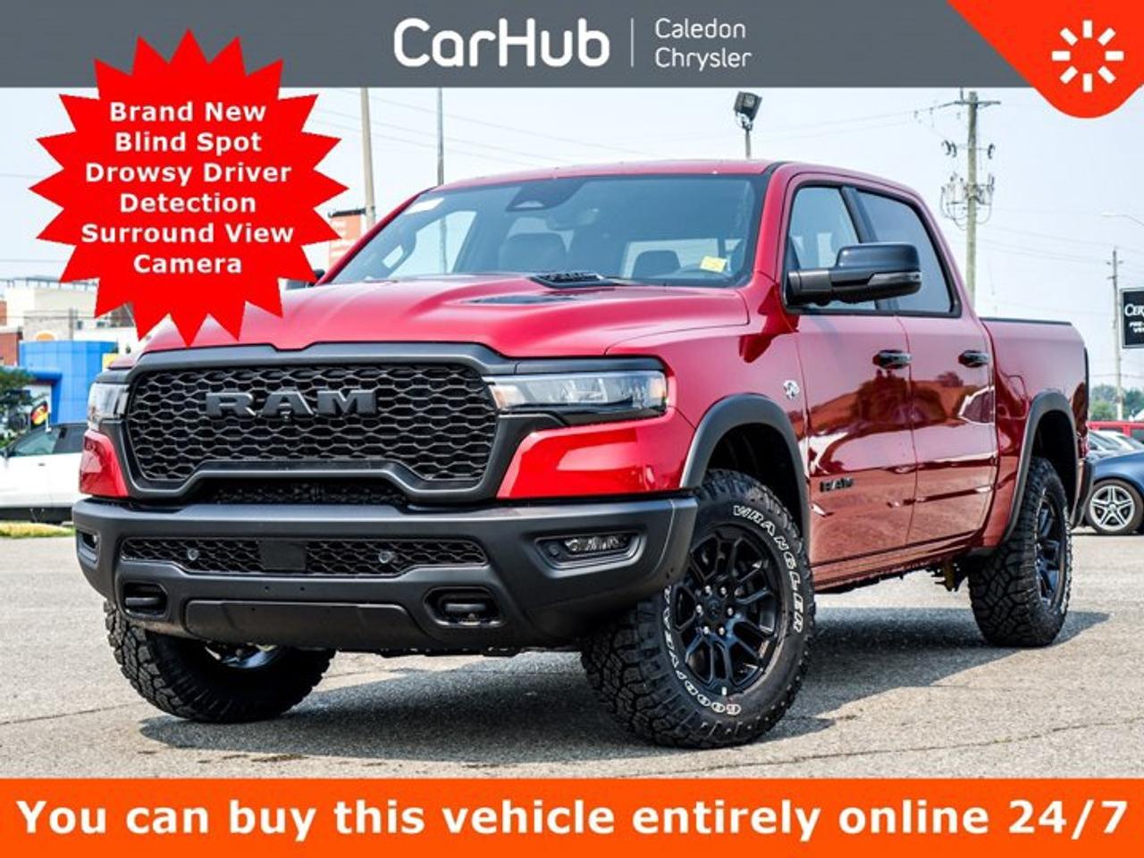 <p>This Ram 1500 has a dependable Gas/Electric V-8 5.7 L/345 engine powering this Automatic transmission. TRANSMISSION: 8-SPEED AUTOMATIC (STD), STEEL SPORT HOOD, REBEL LEVEL 2 EQUIPMENT GROUP -inc: Power Adjustable Pedals w/Memory, Front Passenger Interactive Display, Power 2-Way Passenger Lumbar Adjust, 115V Rear Auxiliary Power Outlet, Media Hub w/2 USB Charging Ports, Proximity Approach/Departure Lamps, Power 8-Way Adjustable Front Passenger Seat, Security Alarm, Dual Wireless Charging Pad, 19-Speaker harman/kardon Premium Sound, Rear Window Defroster, Rain-Sensing Windshield Wipers, Radio: Uconnect 5 Nav w/14.4 Display, Accent Colour Door Handles, 2nd-Row Heated Seats, Black Painted Exterior Mirror Caps, Off-Road Information Pages, Exterior Mirrors Approach Lamps, Smartphone As A Key, 14.4 Touchscreen Display, Accent-Colour Premium Power Mirrors, Remote Proximity Keyless Entry, Accent Colour Tailgate Handle, Exterior Mirrors w/Memory Settings, Driver Seat w/Memory Setting, Power Tailgate, Radio/Driver Seat/Mirrors/Pedals Memory.</p><p> </p><p>This Ram 1500 Comes Equipped with These Options </p><p>Navigation</p><p>14.4Display</p><p>Power Tailgate</p><p>Steel Sport Hood</p><p>Evasive Steer Assist,</p><p>Remote Start System</p><p>Drowsy Driver Detection</p><p>Active Driving Assist System,</p><p>Passenger Interactive Display</p><p>Blind Spot Detection Blind Spot</p><p>Surround View Camera System,</p><p>Intersection Collision Assist System,</p><p>Power Adjustable Pedals w/Memory,</p><p>19-Speaker harman/kardon Premium Sound</p><p>Black Luxury Leather Faced Front Bucket Seats</p><p>Active Lane Management System Lane Keeping Assist</p><p>Active Lane Management System Lane Departure Warning</p><p>Front Ventilated Seats, Front Heated Seats, Heated Steering Wheel</p><p>Engine: 5.7L HEMI VVT V8 w/MDS & eTorque, Transmission: 8-Speed Automatic ,Power Adjustable Pedals w/Memory, Front Passenger Interactive Display, Power 2-Way Passenger Lumbar Adjust, 115V Rear Auxiliary Power Outlet, Media Hub w/2 USB Charging Ports, Proximity Approach/Departure Lamps, Power 8-Way Adjustable Front Passenger Seat, Security Alarm, Dual Wireless Charging Pad, 19-Speaker harman/kardon Premium Sound, Rear Window Defroster, Rain-Sensing Windshield Wipers, Radio: Uconnect 5 Nav w/14.4 Display, Accent Colour Door Handles, 2nd-Row Ventilated Seats, Black Painted Exterior Mirror Caps, Off-Road Information Pages, Exterior Mirrors Approach Lamps, Smartphone As A Key, 14.4 Touchscreen Display, Accent-Colour Premium Power Mirrors, Remote Proximity Keyless Entry, Accent Colour Tailgate Handle, Exterior Mirrors w/Memory Settings, Driver Seat w/Memory Setting, Power Tailgate, Radio/Driver Seat/Mirrors/Pedals Memory, 48-Volt Belt Starter Generator, Heavy-Duty Engine Cooling, Passive Tuned Mass Damper,  HEMI Badge, Passive Cold End Exhaust, Power 2-Way Passenger Lumbar Adjust, Front Ventilated Seats, Front Heated Seats, Heated Steering Wheel, Power 8-Way Adjustable Front Passenger Seat, Power 2-Way Driver Lumbar Adjust, Active Driving Assist System, Surround View Camera System, Evasive Steer Assist, Drowsy Driver Detection, Intersection Collision Assist System, Traffic Sign Recognition, 12-Way/1-Way Trailer Connector.</p><p> </p><p> </p><p>Drive Happy with CarHub<br />*** All-inclusive, upfront prices -- no haggling, negotiations, pressure, or games</p><p>*** Purchase or lease a vehicle and receive a $1000 CarHub Rewards card for service</p><p>*** All available manufacturer rebates have been applied and included in our sale price</p><p>*** Purchase this vehicle fully online on CarHub websites</p><p> </p><p>Transparency Statement<br />USED VEHICLES: Online prices and payments are for finance purchases -- please note there is a $850 safety certification fee. if not Certified, then as per OMVIC Regulations the vehicle is deemed to be not drivable and Not Certified. Cash purchases for used vehicles have a $2,350 surcharge which includes the safety certification (the finance price + $2,350). NEW VEHICLES: New financed vehicles are subject to an $ 850 Processing Fee. New cars priced at over $100,000 including add-ons or accessories are subject to the additional federal luxury tax. While every effort is taken to avoid errors, technical or human error can occur, so please confirm vehicle features, options, materials, and other specs with your CarHub representative. This can easily be done by calling us or by visiting us at the dealership. CarHub used vehicles come standard with 1 key. If we receive more than one key from the previous owner, we include them with the vehicle. Additional keys may be purchased at the time of sale. Ask your Product Advisor for more details. Payments are only estimates derived from a standard term/rate on approved credit. Terms, rates and payments may vary. Prices, rates and payments are subject to change without notice. Please see our website for more details.</p>