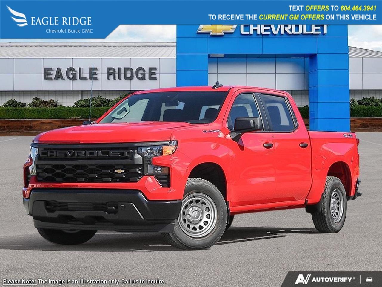 <p>Four-Wheel Drive (4x4)  Crew Cab  Work Truck (W/T) Trim  Bold Black Exterior  Strong Towing & Payload Capability  Heavy-Duty Suspension  Approx. 11.8L/100km Highway Fuel Economy  LED Headlights  Signature Front Grille  Black Bumpers  Black Mirror Caps  Rear CornerStep  Cargo Bed Lighting  Comfortable Cloth Seating  Tilt Steering Wheel  Single-Zone Climate Control  Power Windows & Locks  Keyless Entry  Driver Information Display  12V Power Outlet  7-Inch Touchscreen  Wireless Apple CarPlay & Android Auto  Bluetooth Connectivity  Voice Recognition  Wi-Fi Hotspot Capability  HD Rear Vision Camera  Automatic Emergency Braking  Lane Keep Assist  Forward Collision Alert  Front Pedestrian Braking  Advanced Safety Technologies</p>