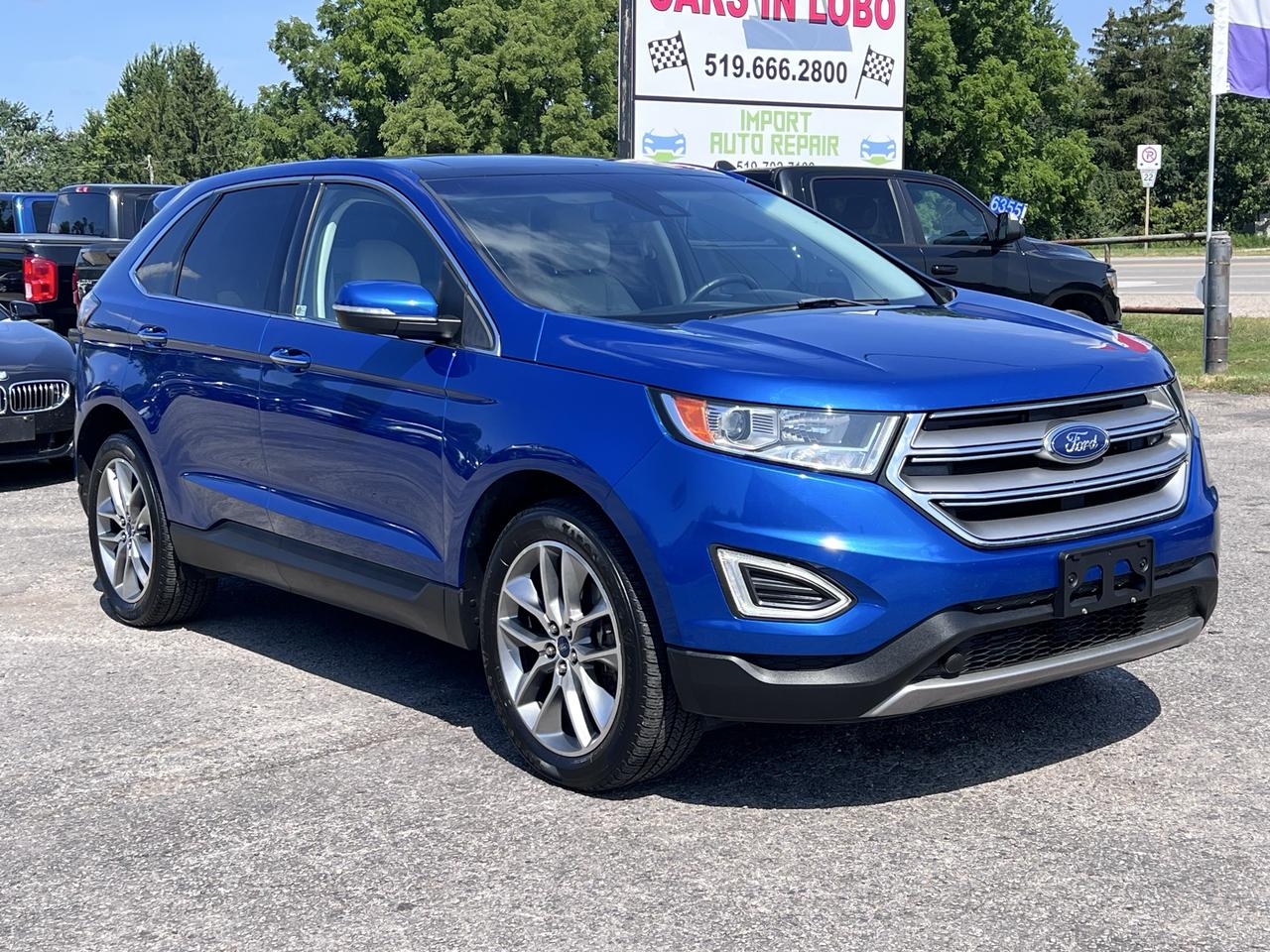 <p data-start=139 data-end=305>2018 Ford Edge Titanium&nbsp;</p><p data-start=139 data-end=305>Carfax available// Safety included in full asking price</p><p data-start=139 data-end=305>The 2018 Ford Edge Titanium is a premium midsize SUV that blends sophisticated styling, advanced technology, and everyday practicality. Designed for comfort and confidence, it offers a smooth, quiet ride with a spacious interior, high-quality finishes, and seating for five. The Titanium trim comes well equipped with luxurious features such as leather-appointed seating, a premium audio system, heated front seats, a power liftgate, remote start, dual-zone climate control, and Fords SYNC infotainment system with Bluetooth connectivity and a touchscreen display. With generous cargo space, responsive performance, and a reputation for reliability, the 2018 Ford Edge Titanium is an excellent choice for families, commuters, or anyone seeking a versatile and well-appointed SUV.</p><p data-start=139 data-end=305><strong>CARS IN LOBO LTD.&nbsp; &ndash; Your trusted pre-owned vehicle destination!</strong></p><p>&nbsp;</p><p data-start=139 data-end=305><strong>Located at 6355 Egremont Dr, Komoka, ON N0L 1R0 &mdash; just 7 km west of Hyde Park Rd. Heading west on Fanshawe Park Rd as it becomes Egremont Dr, you&rsquo;ll find us at the traffic lights on the corner of Egremont Dr & Narin Rd in Middlesex county township of Lobo.&nbsp;</strong></p><p>&nbsp;</p><p data-start=139 data-end=305><strong>Serving London, Ontario/Middlesex County for over 10 years. A registered member of the UCDA (Used Car Dealers Association of Ontario) and fully licensed with OMVIC (Ontario Motor Vehicle Industry Council).</strong></p><p>&nbsp;</p><hr><p>&nbsp;</p><p data-start=139 data-end=305><strong><span style=font-size: 14pt;>CARS IN LOBO LTD. (Buy - Sell - Trade - Finance)&nbsp; </span><span style=font-size: 14pt;>Office#&nbsp; 519 666 2800 </span><span style=font-size: 14pt;>TEXT# 519 630 6660</span></strong></p><p>&nbsp;</p><hr><p>&nbsp;</p><p data-start=312 data-end=770><strong>- /Quality, locally sourced pre-owned vehicles at a competitive price<br>- /Safety certification Inspection included at the Full Asking Price! (unless listed otherwise)</strong><br><strong>- /We take all trade ins at a competitive & fair value&nbsp;</strong><br><strong>- /We buy cars outright with no purchase&nbsp;necessary</strong><br data-start=352 data-end=355><strong>- /CARFAX reports available on all cars</strong><br data-start=462 data-end=465><strong>- /Extended warranty options available</strong><br data-start=590 data-end=593><strong>- /Financing options available</strong><br data-start=642 data-end=645><strong>- /We register & plate your vehicle for you (Licensing Extra)</strong><br data-start=714 data-end=717><strong>- /No hidden fees. No pressure. Easy going team that is here to help.&nbsp;</strong></p><p>&nbsp;</p><p data-start=777 data-end=908><strong>Message us anytime or feel free to drop by! We are here to help make your next vehicle purchase simple and stress-free. -> OPEN 6 DAYS WEEK MONDAY - SATURDAY&nbsp;</strong></p><p>&nbsp;</p><p data-start=777 data-end=908>&nbsp;</p>