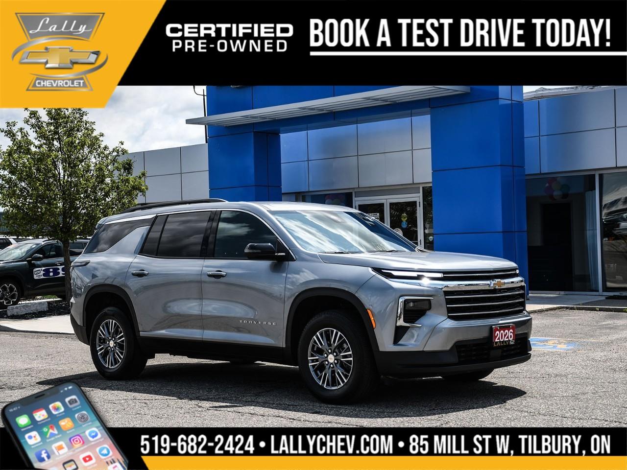 2026 Chevrolet Traverse LT AWD 2.5L DOHC 8-Speed Automatic Sterling Gray Metallic AWD.<br /><br />** Special Sale price listed is available to finance purchases only on approved credit. Price of vehicle may differ with other forms of payment.<br /><br /><br />What is Live Market Pricing?<br /><br />Lally Chevrolet, we've changed the way we sell new and pre-owned vehicles with Live Market Pricing. Buying a vehicle can be stressful. Negotiations, trade value, hidden fees and the time a purchase takes is enough to make anyone nervous.<br /><br />How does a customer know if they are getting a good deal or not?<br /><br />How do dealerships like Lally Chevrolet even set prices?<br /><br />In today's customer-centric, tech-savvy world, where is the transparency in the car buying process?<br /><br />We want to make your vehicle purchasing experience stress-free, simple, enjoyable and transparent. So we've made the struggle of negotiating a thing of the past!<br /><br />No More Stressful Negotiations!<br /><br />Purchasing your next vehicle shouldn't feel like a battle. Our team at Lally Chevrolet does not want you to go home wondering if you could have gotten a better deal or not. So, we are offering you the best deal possible, the fair value, with Live Market Pricing.<br /><br />How Does Live Market Pricing Work?<br /><br />With Live Market Pricing, our team checks the fair value of our vehicles every day, comparing equally-equipped vehicles in a 300 kilometer radius of our market area. Then, we update our inventory prices in real-time to reflect the current market price.<br /><br />This allows us to price our vehicles in our market area fairly while passing the savings onto you. With Lally Chevrolet Live Market Pricing system, you can rest assured that you're getting the most competitive price around town.<br /><br />These real-time results offer fair pricing for you, the customer, and eliminates the need for negotiations. Lally Chevrolet Live Market Pricing ensures:<br /><br />? no pricing games<br />? no stressful negotiations or pressure situations<br />? no mark-up to mark-down gimmicks<br />? no hassling<br />? no haggling<br />? no more guessing<br /><br />.