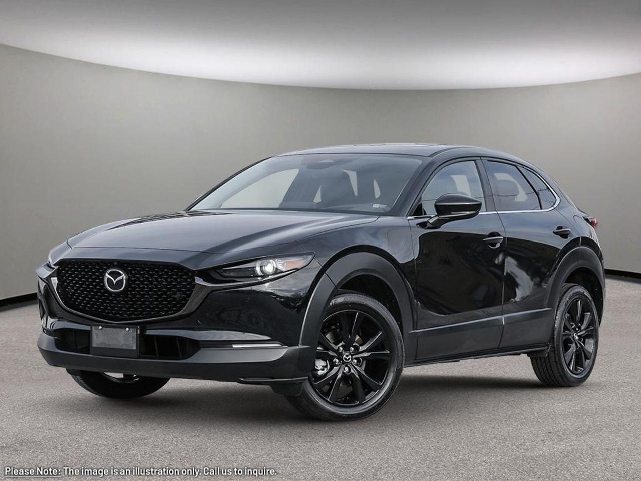 Introducing the 2026 Mazda CX-30 GT w/Turbo AWD  where thrilling turbocharged power meets refined luxury and cutting-edge technology. Dressed in sleek Black with matching Leather interior, this compact SUV is powered by a responsive 2.5L SKYACTIV-G Turbo engine paired with a smooth 6-speed automatic transmission and full-time AWD for confident handling in any condition.Enjoy premium comfort with power 10-way drivers seat with memory, heated front seats, and dual-zone automatic climate control. Experience crystal-clear sound through the Bose premium audio system and stay connected with Mazda Connected Services and a crisp 10.2-inch touchscreen with integrated navigation.Safety is paramount with features like adaptive headlights, lane departure prevention, blind spot monitoring, and a full suite of airbags. Plus, convenience is effortless with a power liftgate, smart key with push-button start, wireless charging, and advanced driver assist technologies including forward collision mitigation and traffic sign recognition.The Mazda CX-30 GT Turbo AWD delivers exhilarating performance wrapped in sophisticated style  perfect for drivers who demand versatility, luxury, and innovation in their daily drive. Visit Go Mazda today to test drive this extraordinary SUV!Go Mazda is an AMVIC licensed business