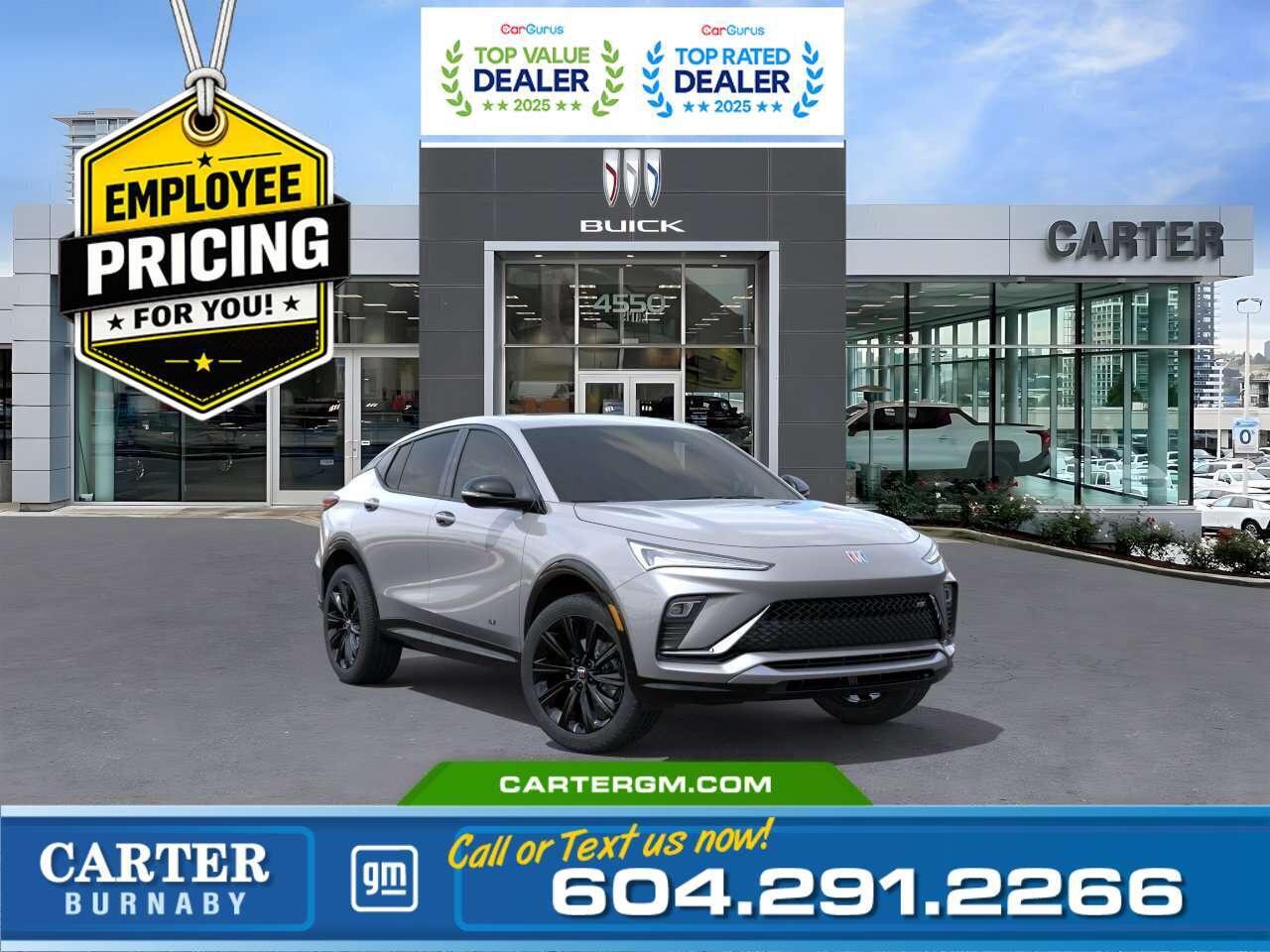 GREAT NEWS! THE EMPLOYEE PRICING EVENT IS BACK! Take advantage of exclusive Employee Pricing on eligible new vehicles and enjoy exceptional value for a limited time. This is your opportunity to save on the vehicle youve been waiting for while inventory lasts. Contact us today to confirm your eligibility and discover the available offers on your preferred model.  Experience modern style and confident performance in the 2026 Buick Envista Sport Touring FWD. Powered by an efficient ECOTEC 1.2L Turbo engine, this sleek crossover delivers a smooth ride with refined Ride and Handling Suspension. Stay confident on the road with StabiliTrak stability control, Hill Start Assist, Following Distance Indicator, and a crisp HD Rear Vision Camera. Added convenience features like Tire Fill Alert and Tire Pressure Monitoring help keep every drive worry-free. Come take it for a test drive today and experience all this stylish vehicle has to offer!  WHY CARTER GM BURNABY?  - An unrivalled vehicle purchasing experience! - Exceeding our loyal customers expectations since 1963 - 4.5 Google star rating with 2,300+ customer reviews) - CarGurus Top-Rated Dealer 2025 Award - CarGurus Top Value Dealer 2025 Award - Vehicle trades welcome! Best price guaranteed! - We provide upfront pricing, zero hidden fees, and 100% transparency - Fast approvals and 99% acceptance rates (no matter your current credit status!) - Multilingual staff (many languages spoken) - Comfortable non-pressured environment with in-store television, WIFI and a childrens play area! - In-store restaurant: fresh daily menu        Were here to help you drive the vehicle you want, the vehicle you deserve! QUESTIONS? GREAT! WEVE GOT ANSWERS! To speak with a friendly vehicle specialist - CALL NOW! The advertised price includes all standard dealer fees and any applicable manufacturer or dealer incentives. It does not include applicable taxes, licensing, insurance, or optional products or services. Dealer fees will be clearly broken out and itemized on the bill of sale, maximum total of fees $699.00. Prices are shown in Canadian dollars. While we make every effort to ensure accuracy, vehicle details, pricing, options, and availability are subject to change without notice. Please confirm all information with dealership sales management before purchase. Dealer Code: 81129