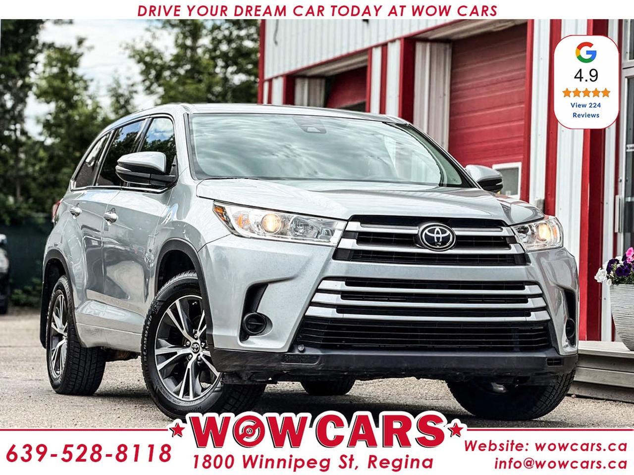 2017 Toyota Highlander LE AWD Odometer: 215,049 Km <br/> Price: $22,990+taxes <br/> Financing Available <br/> <br/> <br/> WOW Factors:--Certified and mechanical inspection <br/> -No Accidents <br/> -Dealer Serviced <br/> <br/> <br/> Highlight features:--Lane Keep Departure <br/> -Front Collision Warning <br/> -All-Wheel Drive <br/> -Alloy Wheels <br/> -Backup-Camera <br/> -Bluetooth Connectivity <br/> -Power Locks / Power Windows <br/> -Remote Start <br/> -Adaptive Cruise Control and much more. <br/> <br/> <br/> Financing Available <br/> Driven by Trust, Powered by Family  Your Destination for Quality Pre-Owned Vehicles <br/> At our family-owned dealership, customer satisfaction isnt just a goal  its our promise. We specialize in pre-owned Cars, SUVs, Vans, and Trucks, offering standout value with the WOW factors that set us apart. From exceptional Google reviews to unmatched after-sales service, we go above and beyond to make your experience seamless, transparent, and friendly. <br/> <br/> <br/> Visit WOW CARS Today at 1800 Winnipeg Street Regina, SK S4P1G2, or give us a call at (639) 528-8II8. <br/>