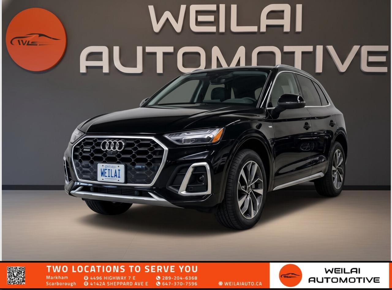 quattro All-Wheel Drive | Panoramic Sunroof | Audi Virtual Cockpit Plus | Wireless Apple CarPlay | Audi Side Assist | Low credit? No credit? Established Credit? We accept ALL!!! - Contact Us Today!Test Drive the 2021 Audi Q5 Progressiv Today! This exceptional Canadian-market luxury SUV perfectly blends elegant styling, everyday practicality, and thrilling turbocharged performance. With its legendary quattro all-wheel-drive system and a premium, tech-forward cabin, the Q5 Progressiv is engineered to conquer Ontario winters while keeping you and your family in absolute comfort. <br/> Performance: <br/> Engine: 2.0L TFSI turbocharged inline-4 with 12V mild-hybrid system <br/> Horsepower: 261 hp <br/> Torque: 273 lb-ft <br/> Transmission: 7-speed S tronic dual-clutch automatic <br/> Drivetrain: quattro All-Wheel Drive <br/> Exterior: <br/> 19-inch alloy wheels with a refined spoke design <br/> Brilliant LED headlights and LED taillights with dynamic turn signals <br/> Power panoramic sunroof providing expansive sky views <br/> Convenient power tailgate for easy cargo access <br/> Aluminum roof rails for added utility and sporty aesthetics <br/> Interior: <br/> Premium leather seating surfaces throughout the spacious cabin <br/> Heated front seats with power adjustments and driver lumbar support <br/> Heated multifunction steering wheel perfect for cold Canadian mornings <br/> 3-zone automatic climate control for personalized passenger comfort <br/> Auto-dimming interior rearview mirror for reduced nighttime glare <br/> Technology: <br/> 10.1-inch MMI touch display infotainment system <br/> Audi virtual cockpit plus with a 12.3-inch digital instrument cluster <br/> Wireless Apple CarPlay and Android Auto integration <br/> MMI Navigation plus system with intuitive route guidance <br/> Bluetooth connectivity for hands-free calling and wireless audio streaming <br/> Safety: <br/> Audi pre sense city forward collision warning and mitigation <br/> Audi side assist blind-spot monitoring system <br/> Lane departure warning to keep you securely positioned <br/> Rear cross-traffic alert for safer reversing out of tight spots <br/> Front and rear parking sensors with a high-resolution rearview camera <br/> Approximate Fuel Efficiency: <br/> City: 10.1 L/100 km <br/> Highway: 8.3 L/100 km! <br/> This stunning 2021 Audi Q5 Progressiv is one of the most sought-after luxury SUVs on our lot and will not last long. Our premium pre-owned inventory is moving at record speed this month, and a vehicle in this pristine condition is guaranteed to find a new driveway fast. Call our sales team at Weilai Automotive Inc. in Markham right now to schedule your exclusive test drive before someone else takes it home! <br/> <br/> <br/> FINANCING: At Weilai Automotive Inc., were all about giving everyone a fair shot at owning a quality vehicle, no matter their credit history. Whether youre grappling with credit challenges or have a stellar credit record, we have financing options that cater to you. Your specific financing terms will depend on various factors, including your credit rating. For a personalized finance consultation, a signed consent form is needed. Reach out to schedule your appointment today. <br/> WEILAI CERTIFIED PRE-OWNED PROGRAM:* <br/> Full Detailing Package <br/> Comprehensive Certification Package <br/> Safety Certification <br/> Financing Available <br/> Extended Warranty Available <br/> Available for only $899 <br/> Weilai Certified Pre-Owned Program includes: Full interior detailing, full exterior detailing, meticulous vehicle reconditioning. A comprehensive 60-point safety inspection with additional standards. For example, tire and brake treads must be a minimum of 3.5 mm which is 233% of the Ontario standard of 1.5 mm. Access to a large network of lenders to give you the best approval guaranteed. Option to extend the warranty for up to an additional 6 years for an additional fee. <br/> CARFAX REPORT: We believe in full transparency. All vehicles come with a FREE Carfax report. Please visit our listing on weilaiauto.ca or autotrader.ca to obtain your free Carfax report. <br/> CONTACT NOW: We welcome customers from all over the GTA, including Markham, Scarborough, Barrie, Stouffville, Toronto, Richmond Hill, East Gwillimbury, Aurora, North York, East York, Whitby, Brampton, and the surrounding area. Ready to take the next step? Book an appointment, get more info, or get in touch by calling 289-204-6368 or emailing us at salesmanagers@weilaiauto.ca. <br/> <br/> <br/> FEE DISCLOSURE: Price does not include safety certification, HST, or licensing fees. Safety certification available, see the Weilai Certified Pre-Owned Program for details. <br/> FINANCE SPECIAL PRICE ONLY: Pricing is based on financing. The listed price includes a $1,000 finance rebate. Choosing an alternative payment method may disqualify this rebate. <br/> VEHICLE CONDITION: The vehicle has been inspected and reconditioned to a premium pre-owned condition and is ready to be test-driven. However, to comply with OMVICs disclosure requirements, please note that this unit is not currently drivable and not certified until it undergoes safety certification. <br/> DISCLAIMERS: Please note that these details are based on the typical specifications for a given year, make, and model, and actual features may vary for the specific VIN provided. The descriptions above and the contents on this vehicle detail page are generated using AI and VIN decoders, which may contain inaccuracies. They are intended for reference only and may not be entirely reliable. Always check the vehicles actual specifications and refer to the owners manual for the most precise and up-to-date information. While Weilai Automotive Inc. strives to provide accurate information, we will not be responsible for any mistakes made on this page. <br/>