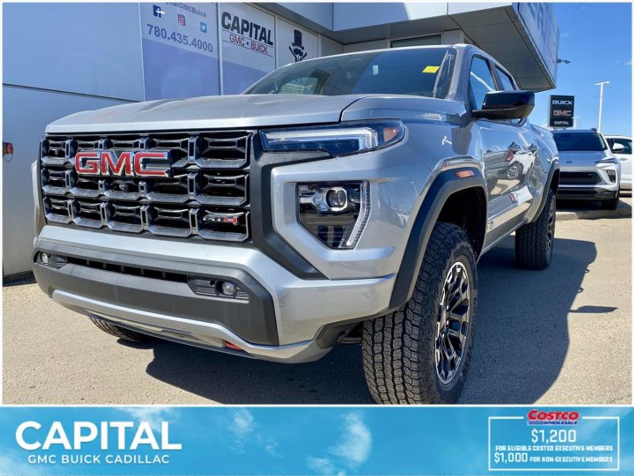 Check out this amazing 2026 GMC FULLY LOADED Canyon AT4... Fully equipped with options like Heated and Cooled Leather Seats, Massive 6.3 Heads-up Display, AT4 Premium Package and Technology Plus Package, Adaptive Cruise Control, 360 CAM, MultiStow Tailgate, Parking Assist Sensors, Remote Start, Heated Steering, Trailer Package w/ Brake Controller, Blind Zone Steering Assist, Off-Road 2 Inch Factory Lift, and so much more! CALL NOWAsk for the Internet Department for more information or book your test drive today! Text 507-585-4395 for fast answers at your fingertips!AMVIC Licensed Dealer - Licence Number B1044900