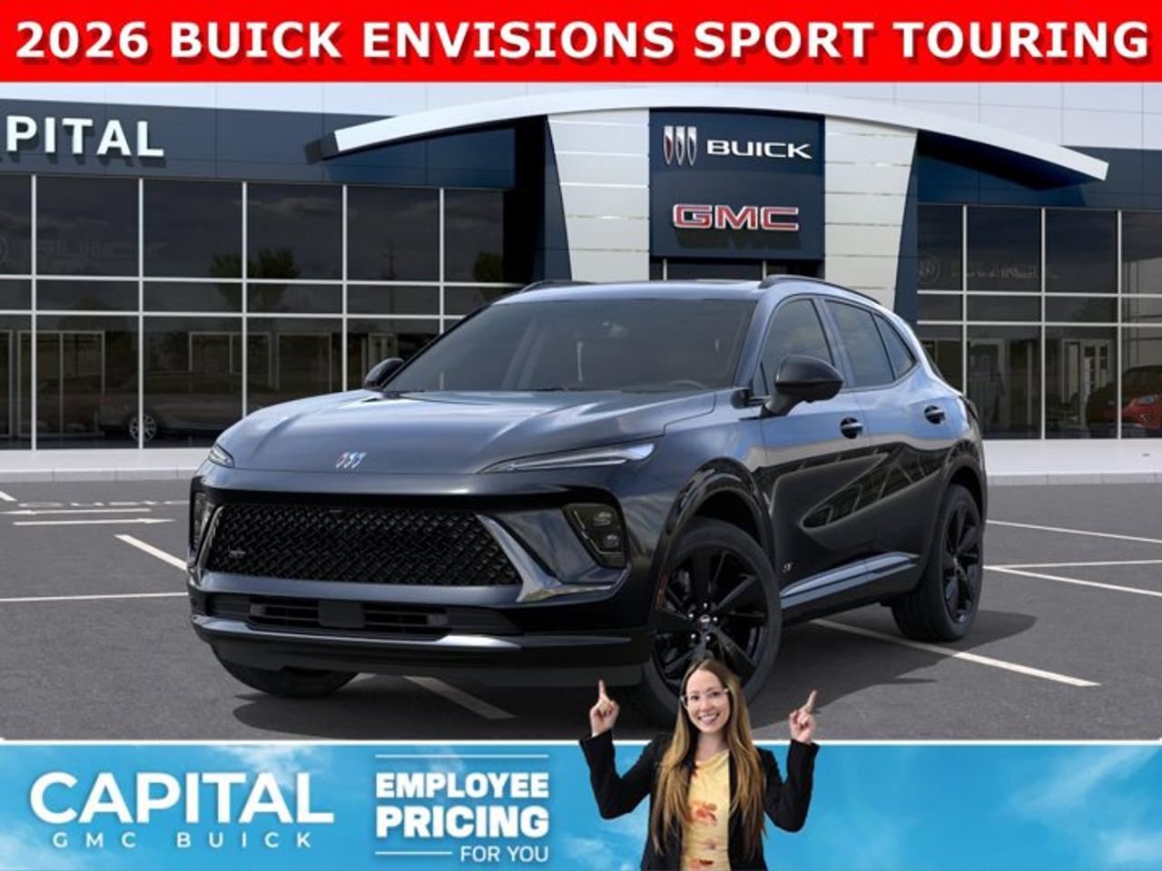 Check out this 2026 Buick Envision Sport Touring! Equipped with options like Power Sliding Moonroof, Memory Seats, Ultra-Wide 30 Diagonal Screen, Heated Front and Rear Seats, Heated Steering, Adaptive Cruise Control, Handsfree Power Liftgate, 360 Cam, Heads-up Display, Remote Start, and so much more... Call Now!Ask for the Internet Department for more information or book your test drive today!AMVIC Licensed Dealer - Licence Number B1044900