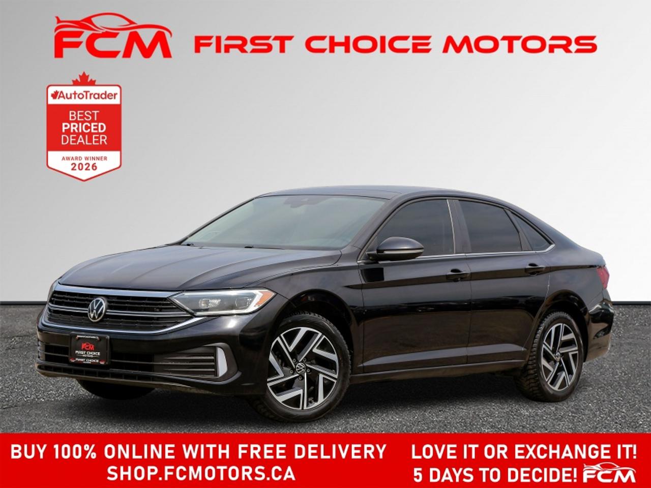 ** ** SPECIAL LIMITED TIME OFFER ** ** PURCHASE ANY VEHICLE THIS WEEK AND RECEIVE 4 BRAND-NEW ALL-SEASON TIRES AT NO ADDITIONAL COST!!! DON   T MISS THIS EXCLUSIVE CHANCE TO UPGRADE YOUR RIDE AND STAY PREPARED FOR ANY WEATHER!!! <br><br>EXCITING NEWS FROM FIRST CHOICE MOTORS! Our brand-new online showroom is now open to the public, bringing the ultimate car shopping experience right to your fingertips! Enjoy a 100% online car shopping experience, with over 500 certified vehicles in stock, comprehensive protection plans, and thousands of new auto parts & accessories available! Plus, for a limited time, were offering FREE deliveries across Ontario on all vehicle purchases! Dont miss out   visit Shop.fcmotors.ca to find and upgrade your perfect vehicle today!<br><br>Welcome to First Choice Motors, the largest car dealership in Toronto of pre-owned cars, SUVs, and vans priced between $5000-$15,000. With an impressive inventory of over 300 vehicles in stock, we are dedicated to providing our customers with a vast selection of affordable and reliable options. <br><br>Were thrilled to offer a used 2022 Volkswagen Jetta HIGHLINE, black color with 222,000km (STK#10106) This vehicle was $14990 NOW ON SALE FOR $12990. It is equipped with the following features:<br>- Automatic Transmission<br>- Leather Seats<br>- Sunroof<br>- Heated seats<br>- Navigation<br>- Bluetooth<br>- Apple CarPlay<br>- Reverse camera<br>- Alloy wheels<br>- Power windows<br>- Power locks<br>- Power mirrors<br>- Air Conditioning<br><br>At First Choice Motors, we believe in providing quality vehicles that our customers can depend on. All our vehicles come with a 36-day guarantee on all safety related items. We also offer additional warranty options up to 5 years for our customers who want extra peace of mind.<br><br>Furthermore, all our vehicles are sold fully certified with brand new brakes rotors and pads, a fresh oil change, and brand new set of all-season tires installed & balanced. You can be confident that this car is in excellent condition and ready to hit the road.<br><br>At First Choice Motors, we believe that everyone deserves a chance to own a reliable and affordable vehicle. Thats why we offer financing options with low interest rates starting at 7.9% O.A.C. Were proud to approve all customers, including those with bad credit, no credit, students, and even 9 socials. Our finance team is dedicated to finding the best financing option for you and making the car buying process as smooth and stress-free as possible.<br><br>Our dealership is open 7 days a week to provide you with the best customer service possible. We carry the largest selection of used vehicles for sale under $9990 in all of Ontario. We stock over 300 cars, mostly Hyundai, Chevrolet, Mazda, Honda, Volkswagen, Toyota, Ford, Dodge, Kia, Mitsubishi, Acura, Lexus, and more. With our ongoing sale, you can find your dream car at a price you can afford. Come visit us today and experience why we are the best choice for your next used car purchase!<br><br>All prices include $22.00 OMVIC Fee.  Excludes, license plates, ownership registration and ONTARIO HST (13%)<br>*No Credit Card payments can be accepted for Vehicle Purchases*