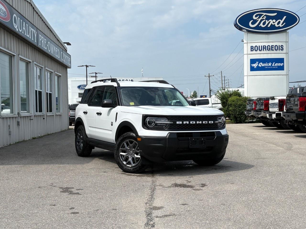 <p>Experience the thrill of adventure with the new 2026 Ford Bronco Sport Big Bend, now available at Bourgeois Motors Ltd. This SUV comes in a striking Oxford White, paired with a brown interior that exudes sophistication and style. Built for any terrain, the Big Bend 4x4 offers impressive handling with its powerful 1.5L EcoBoost engine boasting auto start-stop technology, coupled with an 8-speed automatic transmission and a dynamic Terrain Management System featuring five G.O.A.T modes including normal, ECO, sport, slippery, and off-road.</p><p>The Ford Bronco Sport is designed to catch the eye and stand up to the elements with its robust 17" Carbonized Grey-Painted Aluminum wheels and all-terrain tires. The interior ensures comfort and convenience with features like heated front seats, air conditioning, and power seats, accentuated by warm touches such as the heated mirrors and a reliable brown finish.</p><p>Stay connected and secure on every journey thanks to advanced technology features. The vehicle boasts a state-of-the-art backup camera, Bluetooth connectivity, and smart device integration, complemented by a Wi-Fi hotspot. Safety is a priority with sophisticated driver assistance systems, including adaptive cruise control, lane assist, and parking sensors, making each drive as effortless as possible while the satellite radio provides endless entertainment options.</p><p>Whether you're a thrill-seeker ready to explore off the beaten path or a family looking for a reliable and stylish SUV, this Bronco Sport Big Bend is perfect for any driver seeking style and substance. Equipped with modern conveniences, this vehicle is built to accommodate a variety of lifestyles. Dont miss out on the chance to own this versatile and robust SUVcontact Bourgeois Motors Ltd. today to schedule a test drive and discover all the possibilities the 2026 Ford Bronco Sport Big Bend has to offer.</p> <p><span style=color:rgb( 58 , 80 , 95 )>The discount shown on vehicle represents the </span><u>Cash Purchase</u><span style=color:rgb( 58 , 80 , 95 )> discount and is inclusive of all non-stackable and stackable cash purchase discounts from Ford of Canada and Bourgeois Motors Ltd. and is offered in lieu of sub-vented lease or finance rates. To get details on current discounts applicable to this and other vehicles in our inventory for Lease and Finance customer, see a member of our team. All offers for lease or finance are On Approved Credit (OAC).While every effort is made to ensure the accuracy of discounts and programs, programs are subject to change without notice </span><span style=color:rgb( 119 , 119 , 119 )>and may not be accurate or completely current. While every reasonable effort is made to ensure the accuracy of this data, we are not responsible for any errors or omissions contained on these pages.</span></p> <p><strong>Why Choose the Bourgeois Auto Group?</strong></p><p>For 80 years, Bourgeois Auto Group has been delivering exceptional automotive experiences. Our factor trained teams work to ensure you receive the shopping experience you deserve; whether you're looking for a new or new-to-you vehicle.</p><p>Shop 24/7 with our online showroom and chat service, ensuring convenience every step of the way. No hidden fees, full disclosure, and every pre-owned vehicle comes with a Carfax® report for peace of mind.</p><p>We offer a wide selection of pre-owned vehicles, all competitively priced using real-time market data. Get the best deal on your purchase and trade-in with our free Live Market Analysis report.</p><p>Looking to sell your car? We buy any make or modelno purchase required. Our simple to use online trade valuation tool will provide you with a clear, transparent selling experience whether you buy our car or not.</p><p>Backed by hundreds dedicated employees across 4 convenient locations, were here to meet all your automotive needs. Visit us in Midland or Parry Sound and explore our inventory or schedule your next service today.</p> <p><strong>Financing Your Next Vehicle with Bourgeois Motors Ford in Midland:</strong></p><p>At Bourgeois Motors Ford, we make financing your next vehicle simple and stress-free! Our team works with trusted lenders to find flexible options tailored to your budget. Drive away with confidenceapply today!</p><p>Take advantage of our online pre-qualification tool, backed by Equifax and TD Bank to find the payment that works for you. Simply <a href=https://www.bourgeoismotors.com/free-credit-check/ rel=nofollow><strong>CLICK HERE</strong></a><strong> </strong>to use our secure online credit tool with no impact to your credit.</p>