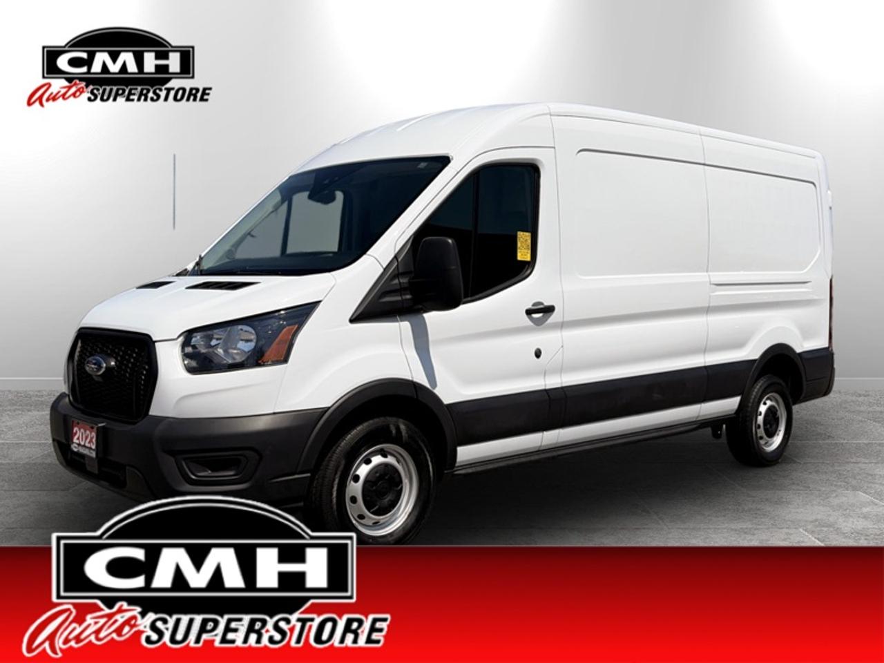 <b>GREAT WORK VAN !! REAR CAMERA, PRE COLLISION ASSIST, LANE KEEPING, DRIVER ALERT, RAIN SENSING WIPERS, AUTO HIGH BEAM, BLUETOOTH, USB PORT, STEERING WHEEL CONTROLS, CRUISE CONTROL, LEATHER, POWER GROUP, A/C, REAR DOOR GLASS, 16-IN STEEL WHEELS</b><br>  <br>CMH certifies that all vehicles meet DOUBLE the Ministry standards for Brakes and Tires. The advertised price is the promotional financing price. For all other methods of payment, the selling price is $500 higher.<br><br> <br>This 2023 Ford Transit Cargo Van is for sale today.<br> <br>This Ford Transit Cargo Van offers the flexibility to fit any size of business, whether you need to tow, haul, cart, carry or deliver, this Ford Transit can get it done. With a layout that was carefully designed to maximize efficiency, this cargo van is ready for the job!<br> <br>This van has 81,771 km. Its Oxford White in colour and is major accident free based on the <a href=https://vhr.carfax.ca/?id=qUj+lFvEXwWJBnxQU6mADE2CPtMW7XzE target=_blank>CARFAX Report</a>. It has an Automatic transmission and is powered by a 275HP 3.5L V6 Cylinder Engine.<br> To view the original window sticker for this vehicle view this <a href=http://www.windowsticker.forddirect.com/windowsticker.pdf?vin=1FTBR1C8XPKA62221 target=_blank>http://www.windowsticker.forddirect.com/windowsticker.pdf?vin=1FTBR1C8XPKA62221</a>. <br/><br> <br>To apply right now for financing use this link: <a href=https://www.cmhniagara.com/financing/ target=_blank>https://www.cmhniagara.com/financing/</a><br> <br/><br>**PLEASE NOTE:** The functionality and condition of any accessories and aftermarket parts are not guaranteed by CMH Auto Superstore. Examples of such items include, but are not limited to: tonneau covers, radios, cameras, remote starts, vent visors, roof racks, winches, light bars, headlights/tail lights, center caps, running boards, etc. If an aftermarket part is safety-related and found to be defective, it will be replaced by a factory option.<br><b>**CMH Auto Superstore reserves the right to choose to repair, modify, or replace all aftermarket parts (example  headlights) or accessories at its sole discretion.**</b><br><br>Trade-ins are welcome! Financing available OAC ! Price INCLUDES a valid safety certificate! Price INCLUDES a 60-day limited warranty on all vehicles except classic or vintage cars. CMH is a Full Disclosure dealer with no hidden fees. We are a family-owned and operated business for over 30 years! o~o