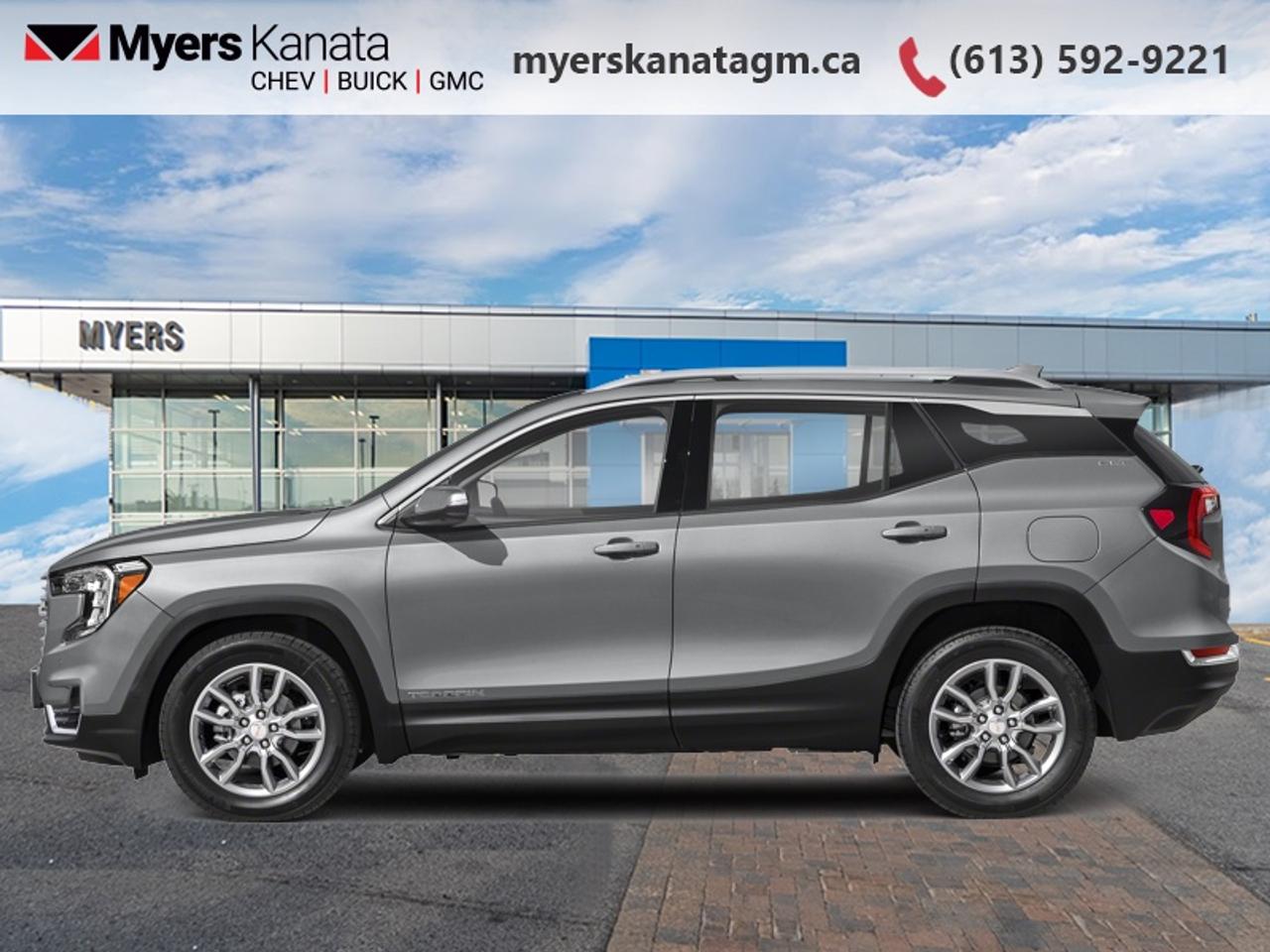<b>Low Mileage, Heated Seats,  Apple CarPlay,  Android Auto,  Remote Start,  Lane Keep Assist!</b><br> <br> This 2024 GMC Terrain is fresh on our lot in Kanata.<br> <br>From endless details that drastically improve this SUVs usability, to striking style and amazing capability, this 2024 Terrain is exactly what you expect from a GMC SUV. The interior has a clean design, with upscale materials like soft-touch surfaces and premium trim. You cant go wrong with this SUV for all your family hauling needs.<br> <br>This low mileage SUV has just 25,180 km. Its Sterling Metallic in colour and is completely accident free based on the <a href=https://vhr.carfax.ca/?id=dWq8xweGOM9bx60RNXZgVUSydNbB844s target=_blank>CARFAX Report</a>. It has an Automatic transmission and is powered by a 175HP 1.5L 4 Cylinder Engine. <br> <br> Our Terrains trim level is SLE. This amazing crossover comes with some impressive features such as a colour touchscreen infotainment system featuring wireless Apple CarPlay, Android Auto and SiriusXM plus its also 4G LTE hotspot capable. This Terrain SLE also includes lane keep assist with lane departure warning, forward collision alert, Teen Driver technology, a remote engine starter, a rear vision camera, LED signature lighting, StabiliTrak with hill descent control, a leather-wrapped steering wheel with audio and cruise controls, a power driver seat and a 60/40 split-folding rear seat to make hauling large items a breeze. This vehicle has been upgraded with the following features: Heated Seats, Apple CarPlay, Android Auto, Remote Start, Lane Keep Assist, Forward Collision Alert, LED Lights.<br> <br>To apply right now for financing use this link: <a href=https://www.myerskanatagm.ca/finance/ target=_blank>https://www.myerskanatagm.ca/finance/</a><br> <br/><br>Price is plus HST and licence only.<br> Book a test drive today at myerskanatagm.ca<br>*LIFETIME ENGINE TRANSMISSION WARRANTY NOT AVAILABLE ON VEHICLES WITH KMS EXCEEDING 140,000KM, VEHICLES 8 YEARS & OLDER, OR HIGHLINE BRAND VEHICLE(eg. BMW, INFINITI. CADILLAC, LEXUS...)<br> Come by and check out our fleet of 30+ used cars and trucks and 150+ new cars and trucks for sale in Kanata.  o~o