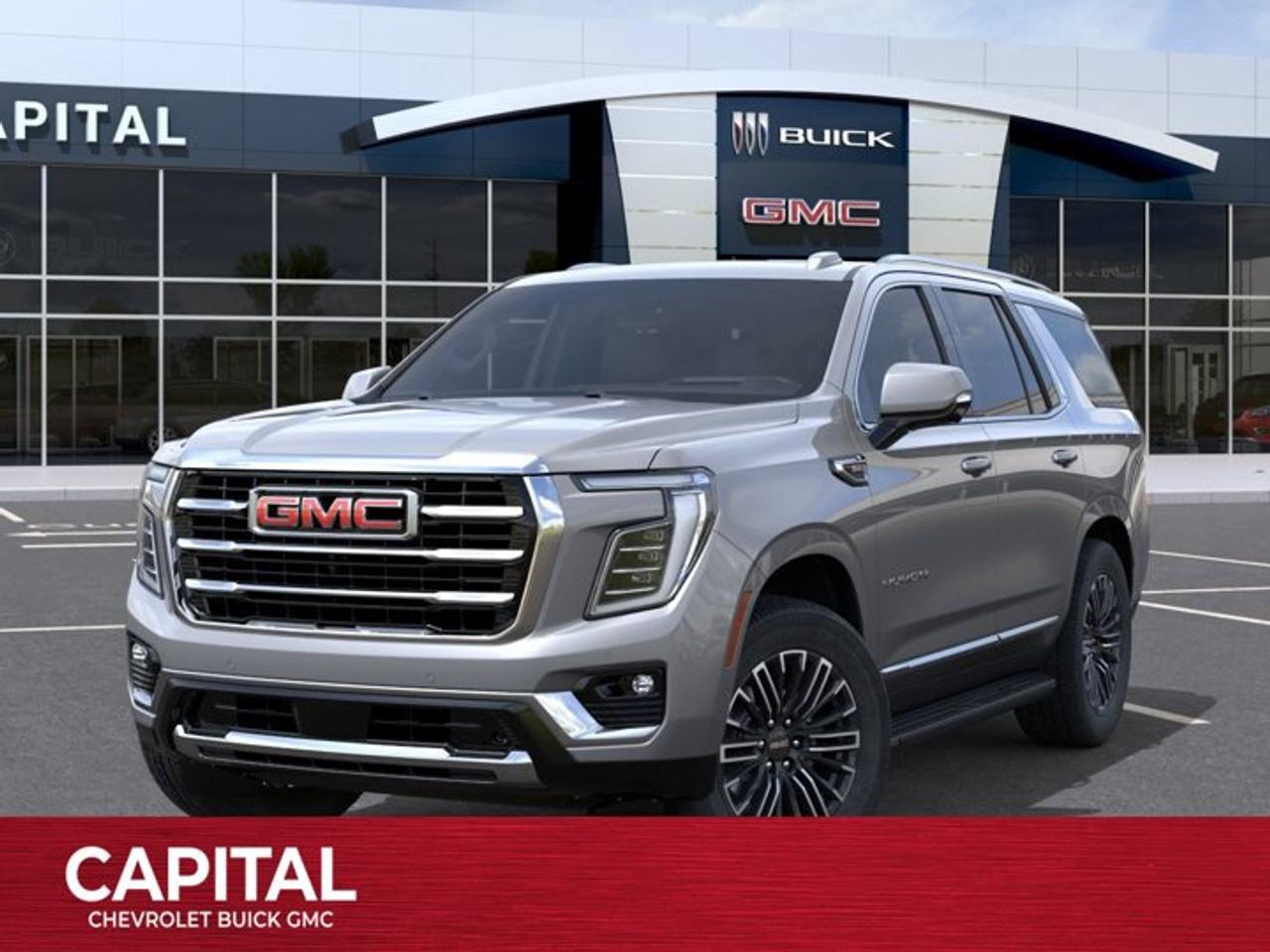 This GMC Yukon boasts a Gas V8 5.3L/ engine powering this Automatic transmission. ENGINE, 5.3L ECOTEC3 V8 with Dynamic Fuel Management, Direct Injection and Variable Valve Timing, includes aluminum block construction (355 hp [265 kW] @ 5600 rpm, 383 lb-ft of torque [518 Nm] @ 4100 rpm) (STD), Wireless Phone Charging, for portable devices, Wireless Apple CarPlay/Wireless Android Auto.* This GMC Yukon Features the Following Options *Wipers, front intermittent, Rainsense, Wiper, rear intermittent, Windows, power, rear with Express-Down, Window, power with front passenger Express-Up/Down, Window, power with driver Express-Up/Down, Wi-Fi Hotspot capable (Terms and limitations apply. See onstar.ca or dealer for details.), Wheels, 20 x 9 (50.8 cm x 22.9 cm) machined and painted Satin Graphite, Wheel, full-size spare, 17 (43.2 cm) steel, Warning tones headlamp on, driver and right-front passenger seat belt unfasten and turn signal on, Visors, driver and front passenger illuminated vanity mirrors.* Visit Us Today *Live a little- stop by Capital Chevrolet Buick GMC Inc. located at 13103 Lake Fraser Drive SE, Calgary, AB T2J 3H5 to make this car yours today!