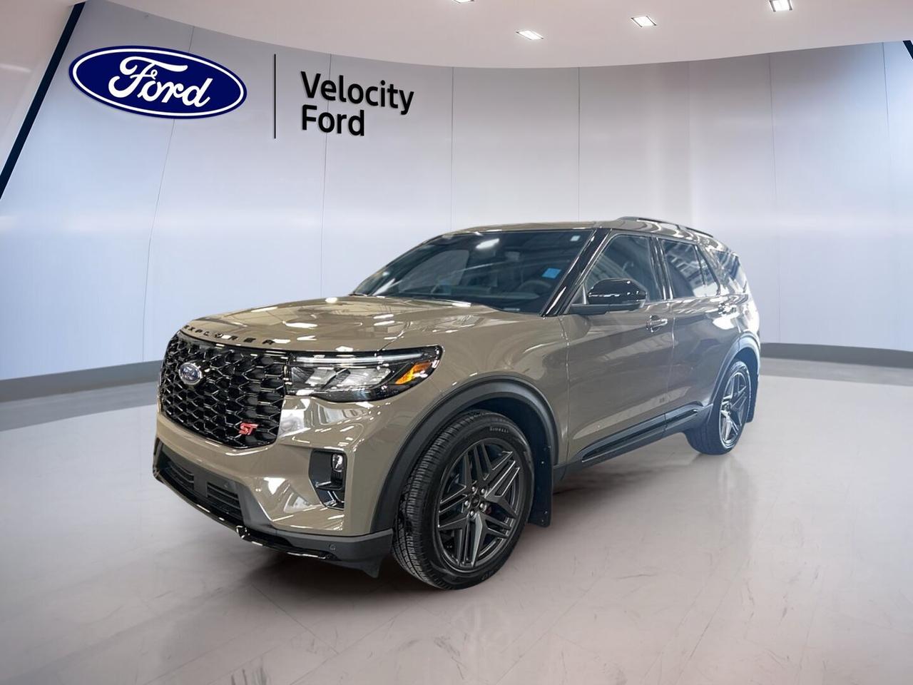 Meet the brand new 2026 Ford Explorer ST 4WD at Velocity Ford in Moose Jaw. This performance-focused SUV blends family-ready space with athletic power, smart comfort, and confident all-weather traction. Finished in Grey with a Black interior, it brings bold style, four doors, and a strong 3.0-litre unleaded engine.

The 2026 Ford Explorer ST 4WD is built for drivers who want more than routine travel. Its automatic transmission delivers smooth response, while Four-Wheel Drive helps maintain control in changing prairie weather. With a panoramic sunroof, LED headlamps, and a rear spoiler, this new SUV feels upscale and ready.

FEATURES OF THE Explorer ST 4WD

»» 3.0-litre engine with strong turbocharged performance
»» Four-Wheel Drive for year-round confidence
»» Sport-focused design with rear spoiler
»» Panoramic sunroof adds open-air enjoyment

ADVANCED SAFETY FEATURES

»» Anti-lock braking for controlled emergency stops
»» Stability control helps maintain road grip
»» Backup camera supports easier reversing
»» Blind spot monitor adds lane awareness

PERFORMANCE AND EFFICIENCY

»» 3.0-litre unleaded engine delivers strong output
»» Automatic transmission for smooth daily driving
»» Dual shift mode adds manual control
»» Performance tires support sharper road feel

COMFORT AND CONVENIENCE

»» Dual-zone climate control for personalized comfort
»» Heated front and rear seats
»» Remote starter for cold morning convenience
»» Power liftgate eases daily loading

TECHNOLOGY AND CONNECTIVITY

»» Navigation system helps guide every trip
»» Bluetooth integration supports hands-free calling
»» WiFi hotspot keeps devices connected
»» Steering wheel audio controls add ease

CARGO SPACE

»» Four-door layout supports easy cabin access
»» Rear cargo area suits daily gear
»» Power liftgate simplifies cargo loading
»» Flexible space for trips and errands

The 2026 Ford Explorer ST 4WD also adds thoughtful everyday details that make a real difference. Heated mirrors, electric mirrors, retractable mirrors, and turn signal mirrors support visibility and convenience. Power windows, automatic door locks, tinted windows, and rear window defroster help this SUV stay practical in every season.

Inside, the 2026 Ford Explorer ST 4WD offers a refined environment made for long drives and busy days. Front air conditioning, rear air conditioning, rear climate control, automatic climate control, and ambient lighting package create a cabin that feels welcoming. The adjustable steering wheel, leather steering wheel, and auto-dimming rearview mirror add comfort.

Driver-focused features help make every trip easier. The 2026 Ford Explorer ST 4WD includes push button start, cruise control, power steering, memory seats, memory mirrors, drivers seat lumbar support, lumbar support passenger seat, drivers side power seat, and electric passenger seat. These details support comfort whether commuting, travelling, or running errands.

Lighting and visibility are also well covered in the 2026 Ford Explorer ST 4WD. Automatic headlights, fog lights, LED headlamps, and a backup camera help support confidence in changing light and weather. Tire pressure monitoring adds another useful layer of awareness for everyday driving and longer highway trips.

WHAT OTHER OWNERS LIKE

»» Strong acceleration from the 3.0-litre engine
»» Comfortable cabin for family travel
»» User-friendly infotainment and connectivity features
»» Confident traction in changing weather

This 2026 Ford Explorer ST 4WDs VIN is: 1FMWK8GC0TGC18806.