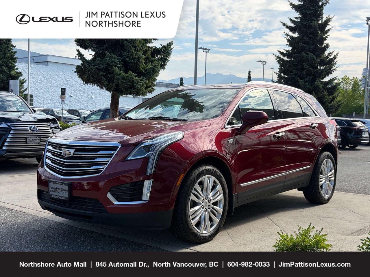 Experience premium comfort and confident performance with this 2017 Cadillac XT5. Designed to combine sophisticated styling, advanced technology, and everyday practicality, the XT5 delivers everything you expect from a luxury SUV while offering exceptional value in todays pre-owned market.

Under the hood, Cadillacs refined 3.6L V6 engine produces an impressive 310 horsepower, paired with a smooth 8-speed automatic transmission for effortless acceleration and confident highway performance. The thoughtfully engineered chassis delivers a quiet, composed ride while maintaining responsive handling that makes every journey enjoyable.

Inside, the XT5 surrounds you with premium craftsmanship, comfortable seating, and intuitive technology. High-quality materials, generous passenger space, and flexible cargo capacity make it equally suited for daily commuting, family adventures, or weekend escapes. Apple CarPlay, Android Auto, Cadillac CUE, and available premium Bose audio help keep every drive connected and enjoyable.

Professionally inspected by our factory-trained technicians and meticulously detailed, this Cadillac XT5 is ready for its next owner to enjoy with complete confidence.

Jim Pattison Lexus Northshore  -Carproof History Report -Detailed Cosmetic Reconditioning -Comprehensive Mechanical & Safety Inspection -14 Day Owner Exchange Program -Lien Free Guarantee - Financing options through all major lenders.   Jim Pattison Lexus Northshore sells & services new & used Lexus vehicles throughout the Lower Mainland. Financing available OAC 

Price includes documentation fee ($695) and VSA transaction levy ($10). Finance placement fee ($495) if applicable, GST and PST are additional. D#23190