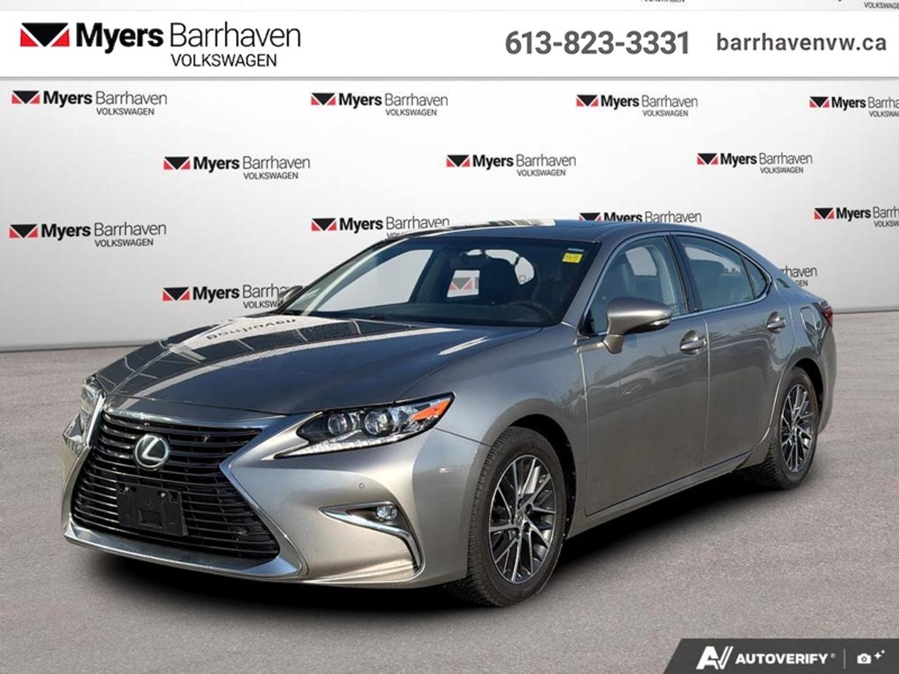 Get inside the Lexus ES and discover a mid-size sedan with thrilling new interior features. This 2016 Lexus ES is for sale today in Nepean.<br> <br>With an all-new pronounced grille featuring a bolder spindle design, this 2016 ES is the most striking Lexus yet. From the drivers seat, youll see and feel high levels of craftsmanship, and a refined driving experience. The Lexus ESs body architecture has been made exceptionally rigid to more precisely respond to your inputs and intentions. Innovative welding, the application of high tensile sheet steel, and strategic reinforcements ensure an unrivalled combination of driving comfort and stability, fuel efficiency, and safety.<br> <br>This sedan has 110,385 km. Its Atomic Silver in colour and is completely accident free based on the <a href=https://vhr.carfax.ca/?id=/wrKjssbJ/LCerXsnevgiBROC+Zss9Sr target=_blank>CARFAX Report</a>. It has an Automatic transmission and is powered by a 268HP 3.5L V6 Cylinder Engine.<br> <br>To apply right now for financing use this link: <a href=https://www.barrhavenvw.ca/financing-request/ target=_blank>https://www.barrhavenvw.ca/financing-request/</a><br> <br/>Buy this vehicle now for the lowest bi-weekly payment of <b>$220.19</b> with $0 down for 60 months @ 9.99% APR O.A.C. ((Plus applicable taxes and fees - Some conditions apply to get approved at the mentioned rate) ). See dealer for details. <br><br>We are your premier Volkswagen dealership in the region. If youre looking for a new Volkswagen or a car, check out Barrhaven Volkswagens new, pre-owned, and certified pre-owned Volkswagen inventories. We have the complete lineup of new Volkswagen vehicles in stock like the GTI, Golf R, Jetta, Tiguan, Atlas Cross Sport, Volkswagen ID.4 electric vehicle, and Atlas. If you cant find the Volkswagen model youre looking for in the colour that you want, feel free to contact us and well be happy to find it for you. If youre in the market for pre-owned cars, make sure you check out our inventory. If you see a car that you like, contact 844-914-4805 to schedule a test drive.<br> Come by and check out our fleet of 50+ used cars and trucks and 110+ new cars and trucks for sale in Nepean.  o~o