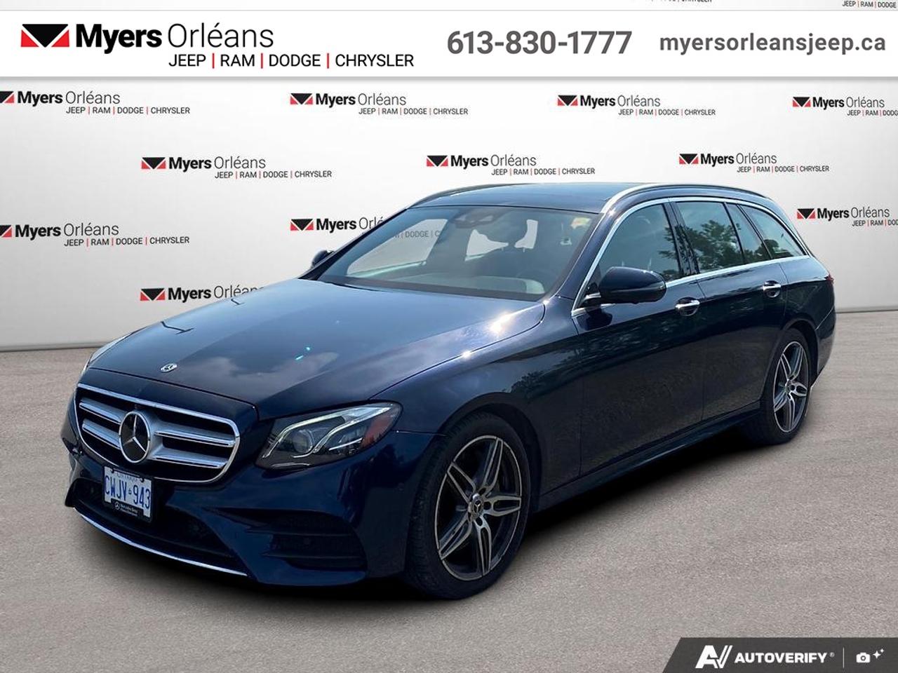 <b>Navigation,  Sunroof,  Leather Seats,  Heated Seats,  Rear View Camera!</b><br> <br>  Compare at $27540 -  is just $27000! <br> <br>Fully redesigned for this year, the coupe and convertible E Class have a richer more comprehensive interior and redefined safety aids that keep your mind at ease. This 2018 Mercedes-Benz E is fresh on our lot in Orleans.<br> <br>This 2018 Mercedes Benz E-Class has everything you need, making it a perfect midsize worth your time. From the compelling engines to the various body shapes, this E Class has it all and the some. This 2018 Mercedes Benz E-Class is slowly leaving the performance side of the game aside, looking to offer more and more comfort and refinement with its luxurious interiors, overly stylish exteriors and the high amounts of active safety tech among the many fitted standard options.<br> <br>This wagon has 141,325 km. Its Cavansite Blue in colour. It has an Automatic transmission and is powered by a 329HP 3.0L V6 Cylinder Engine. <br> <br> Our Es trim level is E400 4MATIC Wagon. More room and improved versatility with this E Class E400 4MATIC Wagon wit power tailgate access and a huge cargo hold. Other fitted features include a power sunroof with sunshade, 8 speaker stereo linked to a 12.3 inch media touchscreen, online navigation, Bluetooth connectivity and smart phone integration, a fixed bench leather upholstered 3rd row seat with head restraints, heated front sport seats with power adjustments, push button start, illuminated entry, refrigerated glove box, power door locks with auto lock, PARKTRONIC automated parking sensors, blind spot assist, forward collision prevention assist, a rear view camera and much more. This vehicle has been upgraded with the following features: Navigation, Sunroof, Leather Seats, Heated Seats, Rear View Camera, Heated Steering Wheel, Bluetooth.<br> <br>To apply right now for financing use this link: <a href=https://www.myersorleansjeep.ca/apply-for-financing/ target=_blank>https://www.myersorleansjeep.ca/apply-for-financing/</a><br> <br/>Buy this vehicle now for the lowest weekly payment of <b>$115.13</b> with $0 down for 72 months @ 9.99% APR O.A.C. ( Plus applicable taxes - Plus applicable fees / Total Obligation of $35921 ). See dealer for details. <br><br>The road to new driving experiences begins in our inventory, where youll find an incredible array of brand-new cars, trucks, minivans, and SUVs, including two of our bestselling models, the Dodge Ram 1500 and the Dodge Grand Caravan. If you want to know what the cutting edge of automotive technology looks like, all you have to do is visit Myers Orleans Jeep! Each model comes loaded with the convenient features and cool technology that help make every trip memorable. Looking for additional everyday luxury at a price thats incredibly wallet-friendly? Choose from our selection of quality pre-owned models! If you can think of a road, our friendly and knowledgeable sales team will help you find the perfect vehicle to drive it.<br><br>We may be a well-established dealership thats been part of the community for many years, but that doesnt mean were stuck in the past! At Myers Orleans Jeep, were proud to provide a fresh, modern approach to car buying. Using our array of online tools, you can browse our extensive inventory, schedule a service appointment, order parts, and even apply for credit from wherever youve got a connection. Our goal is to create relationships that will last, and we know that the best way to do this is by providing a dealership experience thats based on honesty, transparency, trust, and a commitment to customers. Stop by today and discover all the ways we go above and beyond for you.<br><br> Come by and check out our fleet of 40+ used cars and trucks and 60+ new cars and trucks for sale in Orleans.  o~o