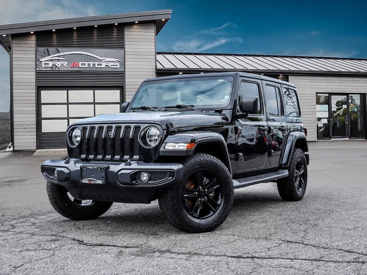 <p>2021 Jeep Wrangler Unlimited Altitude 4x4 | 93,523 km | Iconic Off-Road Style & Freedom</p><p>Adventure is calling with this 2021 Jeep Wrangler Unlimited Altitude 4x4. Finished in bold Black, this four-door Wrangler pairs legendary Jeep 4x4 capability with the sporty, blacked-out styling of the Altitude edition — ready for the trail, the cottage, or a top-down cruise around Ottawa.</p><p>The Unlimited body style gives you room for the whole crew plus gear, while the go-anywhere 4x4 system, rugged stance, and removable-top freedom deliver the true Wrangler experience. Well-equipped with Apple CarPlay & Android Auto, a backup camera, and Jeep's signature open-air design, it's as fun as it is capable.</p><p>Why Buy from Orr Motors Ottawa: Family-Owned & Operated Dealership Since 1962 Certified & Safety-Inspected Vehicles Competitive Financing Options for All Credit Types Extended Warranty Coverage Available Serving Ottawa, Kanata, Stittsville & Nepean</p><p>Visit us at Orr Motors – 6230 Hazeldean Rd, Ottawa Call: 613-836-3333 | orrmotors.com Orr Motors - The trusted used car dealer in Ottawa since 1962.</p> <br /> <br /> <br /> **Advertised price is for finance purchase. <br /> *Every reasonable effort is made to ensure the accuracy of the information listed above. Vehicle pricing, incentives, options (including standard equipment), and technical specifications listed is for the Year, Make and Model of the vehicle, and may not match the exact vehicle displayed. Please confirm with a sales representative the accuracy of this information.