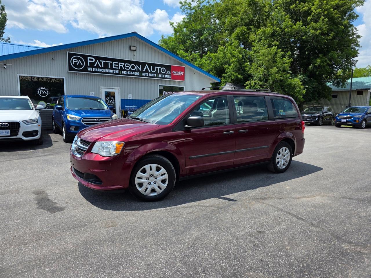 This 2017 Dodge Grand Caravan is a roomy and versatile 7-passenger family van powered by the proven 3.6L Pentastar V6 with a smooth automatic transmission and front-wheel drive. Finished in eye-catching Red, it comes with Chryslers Stow N Go seating that folds flat into the floor, dual sliding doors and loads of cargo space. Convenience and safety highlights include air conditioning, cruise control, keyless entry, Bluetooth hands-free with AUX input, power windows, power locks and power mirrors, tilt steering with mounted controls, traction and stability control, power rear vent windows, rear defogger and tinted glass. A dependable and affordable people-mover for the whole family. Trades welcome and financing for all credit situations. Come see us today at Patterson Auto Sales in Madoc.