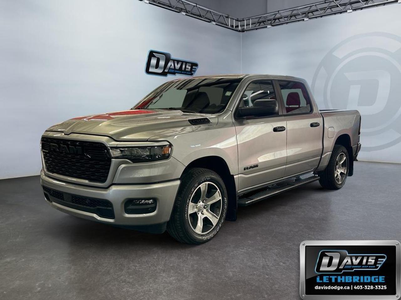 <p><strong>2025 Ram 1500 Tradesman 4x4 Crew Cab 5'7" Box</strong></p> <p><strong>Drive and Handling:</strong><br />- 4×4 capability for all terrains<br />- Smooth automatic transmission </p> <p><strong>Exterior Features:</strong><br />- Black Dual Exhaust Tips<br />- Dynamic black color with rugged styling<br />- Heated mirrors for all-weather readiness<br />- Sturdy pickup truck design perfect for both work and leisure </p> <p><strong>Interior Features:</strong><br />- Black interior that's both stylish and functional<br />- Ample space for a crew with a Crew Cab layout<br />- Remote start for convenience<br />- Air conditioning for comfort<br />- Wi-fi hotspot to stay connected on-the-go </p> <p><strong>Technology & Safety Features:</strong><br />- Backup camera for enhanced safety<br />- Bluetooth connection for hands-free operation<br />- Brake assist for added security<br />- Cruise control and Adaptive Cruise Control for effortless highway driving<br />- Keyless entry for ease of use<br />- Lane assist and parking sensors for trouble-free parking and lane changes<br />- Smart device integration to sync your tech seamlessly </p> <p>This Ram 1500 is ideal for those requiring a robust workhorse with modern conveniences. Perfect for professionals who demand reliability and performance paired with the latest technology and safety features. Contact Davis Dodge Lethbridge to explore this exceptional vehicle and schedule your test drive today!</p>