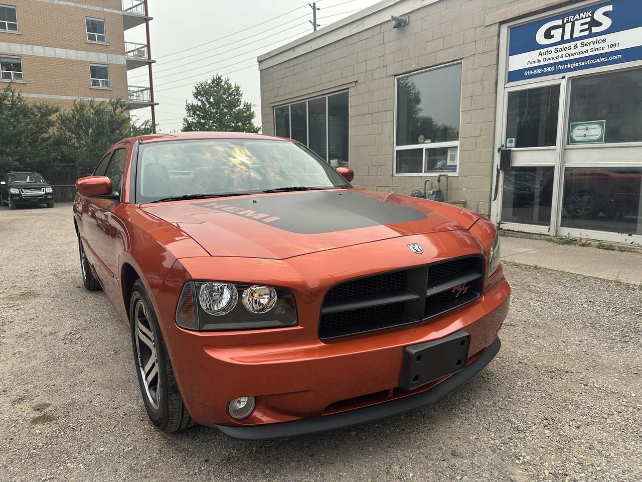 <p>Welcome back MOPAR enthusiasts to the Modern Day 6th Generation Charger R/T Daytona sedan reintroduced to the Canadian market in 2006. Number 069 of 200 finished in vibrant Go Man Go with only 7,945 kms, these limited-edition vehicles feature a 350-horsepower 5.7L HEMI V8, a limited-edition badge on the dashboard, a special front chin spoiler, and a retro Daytona stripe with a blacked-out rear decklid. Rare opportunity, this Charger is 100% stock and original including the tires. Please note; car is located off site in storage, please call to make an appointment.</p><p>Why Buy From Us. Since 1991, Our Family commitment to each and every person has been to provide an exceptional level of customer service. From our knowledge in the industry and formed relationships we search for the cleanest, lowest kilometers vehicles while keeping our overhead costs low to save you money. We are part of a large Dealer Network with access to New Car Dealer trade-ins, we attend multiple weekly auctions and have our own trade-ins to provide a comprehensive lineup of all makes & models. After the sale, we welcome you back for any and all of your automotive needs; from regular service, to maintenance, tires & tire storage, detailing, dent removal, windshield chip repair or replacement we have the right tools and skilled workers to get the job done. We invite you to come in for a truly enjoyable car buying experience.</p><p>We offer; Preferred Dealer Bank financing available right here On Approved Credit. A Dealer Guarantee with every Certified vehicle, Free CARFAX Canada Vehicle History Report. We are a proud member of UCDA and maintain A+ Better Bureau Standing. Frank Gies Auto Sales is committed to respecting the privacy of individuals and recognizes a need for the appropriate management and protection of any personal information that you agree to provide us. We will not share your information with any third party outside of our organization, other than as necessary to fulfill your request. Price plus13% HST (Harmonized Sales Tax) and licensing ($32.00 to transfer plates or $59.00 for New plates</p>