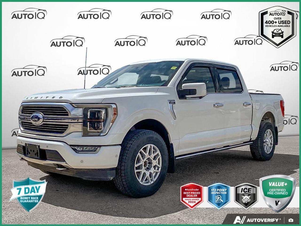 Recent Arrival!<br><br><br>4WD, Air Conditioning, Auto High-beam Headlights, Automatic temperature control, Dual front side impact airbags, Equipment Group 900A Standard, Front anti-roll bar, Front reading lights, Garage door transmitter, Heated rear seats, Heated steering wheel, Low tire pressure warning, Power driver seat, Power steering, Radio data system, Speed control, Telescoping steering wheel.<br><br>White Metallic<br>2022 Ford F-150 Limited 3.5L | 22 WHEELS | LOADED<br>3.5L | 22 WHEELS | LOADED 4D SuperCrew 3.5L V6 EcoBoost 10-Speed Automatic 4WD<p> </p>

<h4>VALUE+ CERTIFIED PRE-OWNED VEHICLE</h4>

<p>
- 36-point Provincial Safety Inspection<br>
- 172-point inspection combined mechanical, aesthetic, functional inspection including a vehicle report card<br>
- Warranty: 30 Days or 1500 KMS on mechanical safety-related items and extended plans are available<br>
- Complimentary CARFAX Vehicle History Report<br>
- 2X Provincial safety standard for tire tread depth<br>
- 2X Provincial safety standard for brake pad thickness<br>
- 7 Day Money Back Guarantee*<br>
- Market Value Report provided<br>
- Complimentary 3 months SIRIUS XM satellite radio subscription on equipped vehicles<br>
- Complimentary wash and vacuum<br>
- Vehicle scanned for open recall notifications from manufacturer
</p>

<p>SPECIAL NOTE: This vehicle is reserved for AutoIQs retail customers only. Please, No dealer calls. Errors & omissions excepted.</p>

<p>*As-traded, specialty or high-performance vehicles are excluded from the 7-Day Money Back Guarantee Program (including, but not limited to Ford Shelby, Ford mustang GT, Ford Raptor, Chevrolet Corvette, Camaro 2SS, Camaro ZL1, V-Series Cadillac, Dodge/Jeep SRT, Hyundai N Line, all electric models)</p>