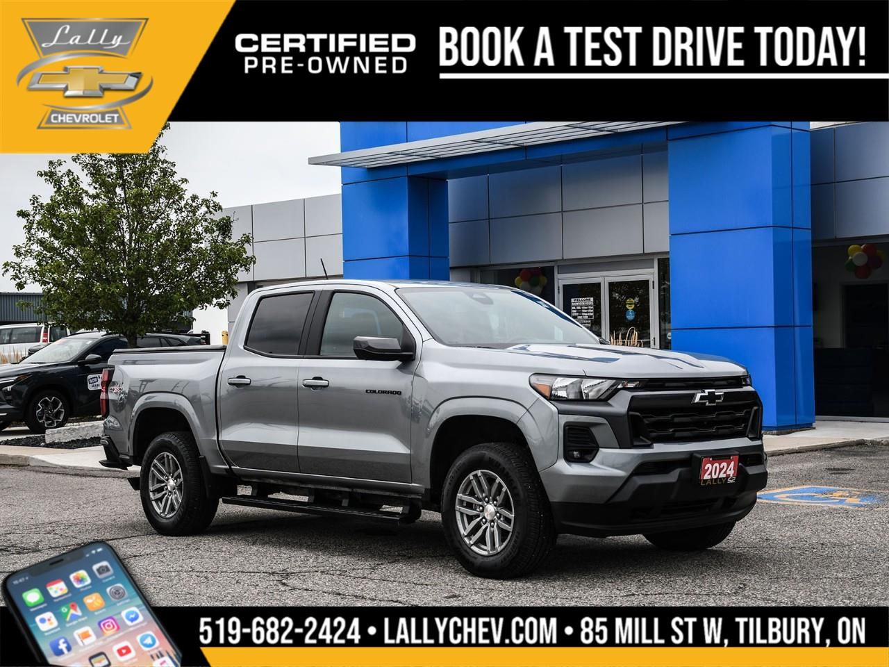 2024 Chevrolet Colorado LT 4WD 2.7L I4 Turbocharged DOHC 16V LEV3-ULEV50 237hp 8-Speed Automatic Sterling Gray Metallic 4WD.<br /><br />** Special Sale price listed is available to finance purchases only on approved credit. Price of vehicle may differ with other forms of payment.<br /><br /><br />What is Live Market Pricing?<br /><br />Lally Chevrolet, we've changed the way we sell new and pre-owned vehicles with Live Market Pricing. Buying a vehicle can be stressful. Negotiations, trade value, hidden fees and the time a purchase takes is enough to make anyone nervous.<br /><br />How does a customer know if they are getting a good deal or not?<br /><br />How do dealerships like Lally Chevrolet even set prices?<br /><br />In today's customer-centric, tech-savvy world, where is the transparency in the car buying process?<br /><br />We want to make your vehicle purchasing experience stress-free, simple, enjoyable and transparent. So we've made the struggle of negotiating a thing of the past!<br /><br />No More Stressful Negotiations!<br /><br />Purchasing your next vehicle shouldn't feel like a battle. Our team at Lally Chevrolet does not want you to go home wondering if you could have gotten a better deal or not. So, we are offering you the best deal possible, the fair value, with Live Market Pricing.<br /><br />How Does Live Market Pricing Work?<br /><br />With Live Market Pricing, our team checks the fair value of our vehicles every day, comparing equally-equipped vehicles in a 300 kilometer radius of our market area. Then, we update our inventory prices in real-time to reflect the current market price.<br /><br />This allows us to price our vehicles in our market area fairly while passing the savings onto you. With Lally Chevrolet Live Market Pricing system, you can rest assured that you're getting the most competitive price around town.<br /><br />These real-time results offer fair pricing for you, the customer, and eliminates the need for negotiations. Lally Chevrolet Live Market Pricing ensures:<br /><br />? no pricing games<br />? no stressful negotiations or pressure situations<br />? no mark-up to mark-down gimmicks<br />? no hassling<br />? no haggling<br />? no more guessing<br /><br />.<br /><br />Awards:<br /> * Motor Trend Truck of the Year