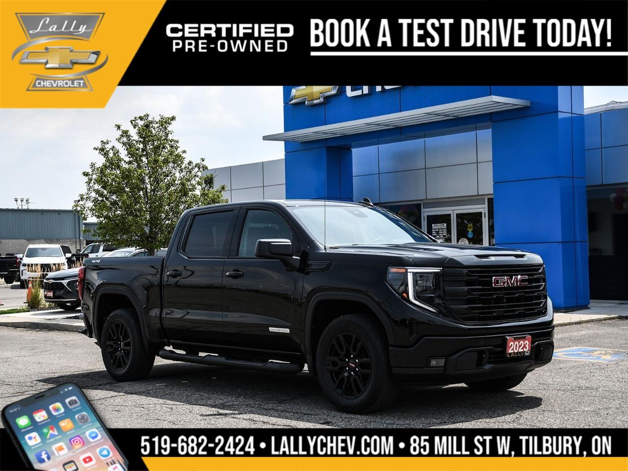 2023 GMC Sierra 1500 Elevation 4WD 2.7L I4 Turbocharged DOHC 16V LEV3-ULEV50 310hp 8-Speed Automatic Onyx Black 8-Speed Automatic, 4WD, Cloth. Odometer is 1294 kilometers below market average!<br /><br />** Special Sale price listed is available to finance purchases only on approved credit. Price of vehicle may differ with other forms of payment.<br /><br /><br />What is Live Market Pricing?<br /><br />Lally Chevrolet, we've changed the way we sell new and pre-owned vehicles with Live Market Pricing. Buying a vehicle can be stressful. Negotiations, trade value, hidden fees and the time a purchase takes is enough to make anyone nervous.<br /><br />How does a customer know if they are getting a good deal or not?<br /><br />How do dealerships like Lally Chevrolet even set prices?<br /><br />In today's customer-centric, tech-savvy world, where is the transparency in the car buying process?<br /><br />We want to make your vehicle purchasing experience stress-free, simple, enjoyable and transparent. So we've made the struggle of negotiating a thing of the past!<br /><br />No More Stressful Negotiations!<br /><br />Purchasing your next vehicle shouldn't feel like a battle. Our team at Lally Chevrolet does not want you to go home wondering if you could have gotten a better deal or not. So, we are offering you the best deal possible, the fair value, with Live Market Pricing.<br /><br />How Does Live Market Pricing Work?<br /><br />With Live Market Pricing, our team checks the fair value of our vehicles every day, comparing equally-equipped vehicles in a 300 kilometer radius of our market area. Then, we update our inventory prices in real-time to reflect the current market price.<br /><br />This allows us to price our vehicles in our market area fairly while passing the savings onto you. With Lally Chevrolet Live Market Pricing system, you can rest assured that you're getting the most competitive price around town.<br /><br />These real-time results offer fair pricing for you, the customer, and eliminates the need for negotiations. Lally Chevrolet Live Market Pricing ensures:<br /><br />? no pricing games<br />? no stressful negotiations or pressure situations<br />? no mark-up to mark-down gimmicks<br />? no hassling<br />? no haggling<br />? no more guessing<br /><br />.