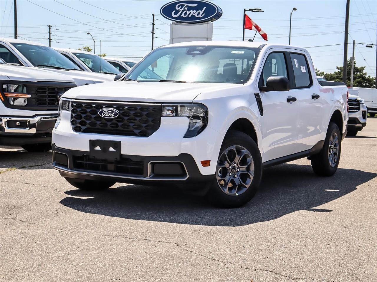 <p>Experience the allure of the 2026 Ford Maverick XLT AWD SuperCrew, a versatile truck in a stunning Oxford White finish that offers exceptional traction and handling with its all-wheel drive system. Designed for both urban and off-road adventures, this vehicle combines style and functionality, making it perfect for the modern driver.</p><p>The exterior's sleek design complements the elegant white interior, creating a harmonious and inviting cabin. You'll appreciate the convenience features such as a power-sliding rear window and ample room for your crew, thanks to the SuperCrew cab setup. The Maverick comes equipped with essential features like air conditioning, power windows, and keyless entry for a seamless driving experience.</p><p>Stay connected and entertained with the EQUIPMENT GROUP 301A, featuring a remarkable 13.2" LCD centre display, SYNC 4 system, and advanced smartphone integration via Apple CarPlay and Android Auto. Safety and peace of mind are enhanced with advanced driver assistance features like lane assist, a backup camera, and more. Enjoy the added benefits of a Wi-Fi hotspot, helping you stay connected on the go.</p><p>Ideal for active families and adventurous individuals, the 2026 Ford Maverick XLT ensures you travel with style and reliability. Contact Summit Ford today to explore this impressive vehicle and make it yours!</p>