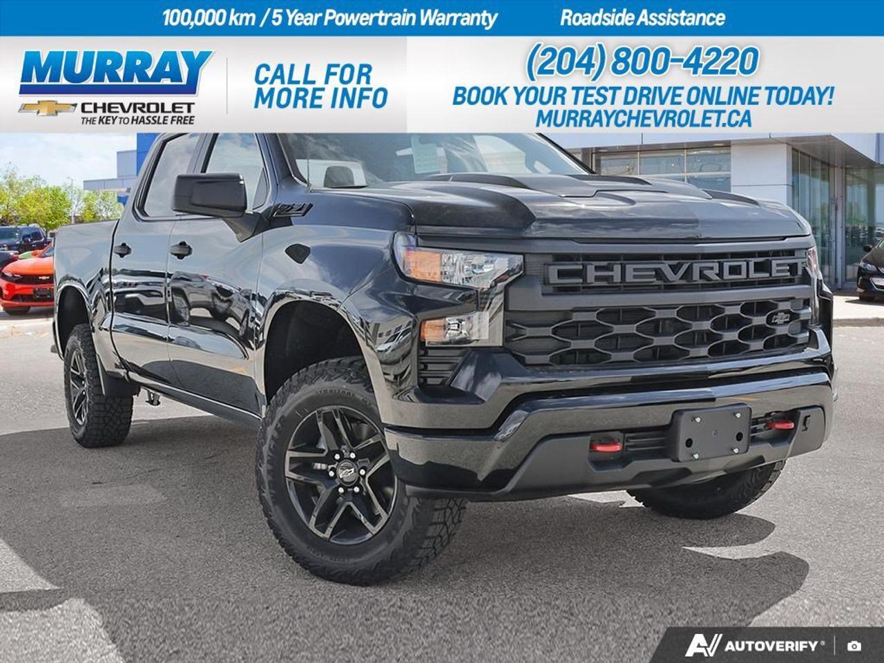 * ENGINE BLOCK HEATER * * TRAILER BRAKE CONTROLLER INTEGRATED * * CHEVYTEC SPRAY-ON BEDLINER *  Experience the power and versatility of the 2026 Chevrolet Silverado 1500 Custom Trail Boss, now available in Winnipeg. At the heart of this robust truck is a commanding 5.3L EcoTec3 V8 engine, delivering an impressive 355 horsepower and 518 Nm of torque. This engine is designed with Dynamic Fuel Management, optimizing power and efficiency by operating in 17 different cylinder patterns as needed.  The 10-speed automatic transmission provides seamless transitions and enhances towing capabilities, making it an ideal choice for those who demand the best in performance and reliability. This Silverado is equipped with a comprehensive array of features including remote engine start, heated mirrors, and a tow hitch, ensuring every drive is comfortable and convenient.  Inside, enjoy the comfort of jet black cloth seat trim and stay connected with Bluetooth, smart device integration, and a WiFi hotspot. The Silverado also prioritizes safety with advanced features like lane departure warning, front collision mitigation, and stability control for peace of mind on every journey.  Dealer Permit #1740