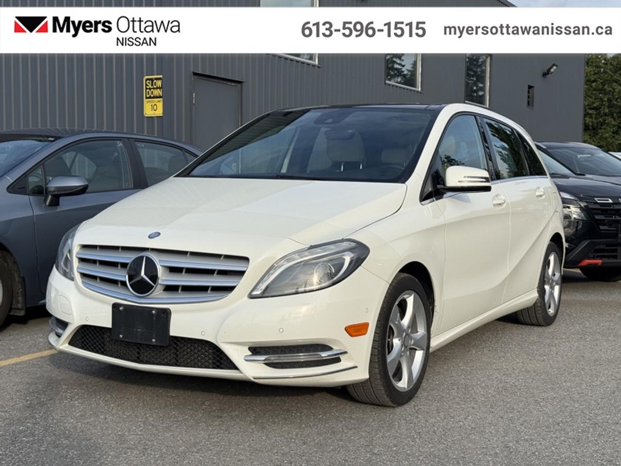Compare at $5145 - Our Price is just $4995! <br> <br>You safety, you save! This vehicle is being offered as-is. The purchaser is responsible for completing the necessary safety inspection.<br><br>Roomy, quiet and efficient, regardless of the engine it is running. This B Class is one of the best. This 2014 Mercedes-Benz B-Class is fresh on our lot in Ottawa.<br> <br>Two years on the market, and this 2014 Mercedes Benz B-Class is not slowing down with an added electric model in the line up. With the large variety of engines both gas and diesel and this latest electric addition, this B Class is becoming a buyers favorite not only due to the large selection, but also thanks to the overall excellent quality and refinement by Mercedes Benz.<br><br>The motor vehicle sold under this contract is being sold as-is and is not represented as being in roadworthy condition, mechanically sound or maintained at any guaranteed level of quality. The vehicle may not be fit for use as a means of transportation and may require substantial repairs at the purchasers expense. It may not be possible to register the vehicle to be driven in its current condition.<br> <br>This hatchback has 106,587 km. Its nice in colour. It has an Automatic transmission and is powered by a 208HP 2.0L 4 Cylinder Engine.<br> <br>To apply right now for financing use this link: <a href=https://www.myersottawanissan.ca/finance target=_blank>https://www.myersottawanissan.ca/finance</a><br> <br/><br>Get the amazing benefits of a Nissan Certified Pre-Owned vehicle!!! Save thousands of dollars and get a pre-owned vehicle that has factory warranty, 24 hour roadside assistance and rates as low as 2.99%!!! <br>*LIFETIME ENGINE TRANSMISSION WARRANTY NOT AVAILABLE ON VEHICLES WITH KMS EXCEEDING 140,000KM, VEHICLES 8 YEARS & OLDER, OR HIGHLINE BRAND VEHICLE(eg. BMW, INFINITI. CADILLAC, LEXUS...)<br> Come by and check out our fleet of 30+ used cars and trucks and 150+ new cars and trucks for sale in Ottawa.  o~o