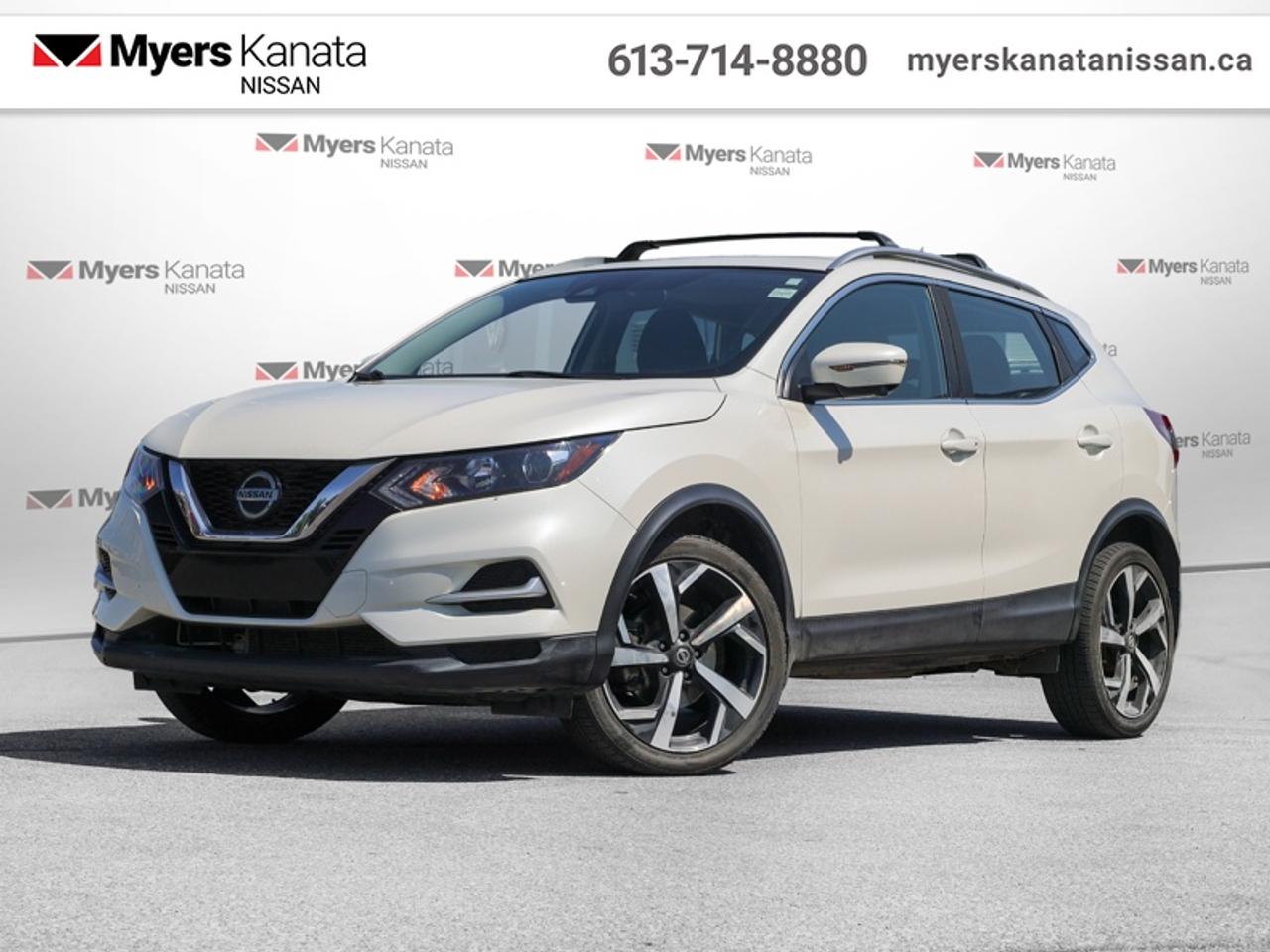 <b>ProPILOT ASSIST,  Sunroof,  Blind Spot Detection,  Aluminum Wheels,  Heated Seats!</b><br> <br>  Compare at $23315 - KANATA NISSAN PRICE is just $21995! <br> <br>This stylish Nissan Qashqai has an intuitive, well-made interior thats comfortable and quiet. This 2021 Nissan Qashqai is for sale today in Kanata. This SUV has 67,211 km. Its Pearl White Pea in colour and is completely accident free based on the <a href=https://vhr.carfax.ca/?id=kHPU7gkMVSshLvu3hcHCCNrGQpZmZUCd target=_blank>CARFAX Report</a>. It has an Automatic transmission and is powered by a 141HP 2.0L 4 Cylinder Engine. <br> <br> Our Qashqais trim level is SL AWD. When you upgrade to this top of the line Qashqai SL youll get be the best of everything. It includes larger 19 inch aluminum wheels, ProPILOT Assist, Intelligent Around View Monitor with moving object detection and leather heated front seats. It also comes with a rear sonar system, a 7 inch colour touch-screen display with NissanConnect featuring Apple CarPlay & Android Auto! This Qashqai even has Nissans Divide-N-Hide cargo management system that helps make space for all of your weekend toys. This vehicle has been upgraded with the following features: ProPILOT ASSIST, Sunroof, Blind Spot Detection, Aluminum Wheels, Heated Seats, NissanConnect, Apple CarPlay.<br> <br/>Buy this vehicle now for the lowest bi-weekly payment of <b>$163.04</b> with $0 down for 84 months @ 8.99% APR O.A.C. ( Plus applicable taxes - and licensing ). See dealer for details. <br><br>*LIFETIME ENGINE TRANSMISSION WARRANTY NOT AVAILABLE ON VEHICLES WITH KMS EXCEEDING 140,000KM, VEHICLES 8 YEARS & OLDER, OR HIGHLINE BRAND VEHICLE(eg. BMW, INFINITI. CADILLAC, LEXUS...)<br> Come by and check out our fleet of 70+ used cars and trucks and 90+ new cars and trucks for sale in Kanata.  o~o
