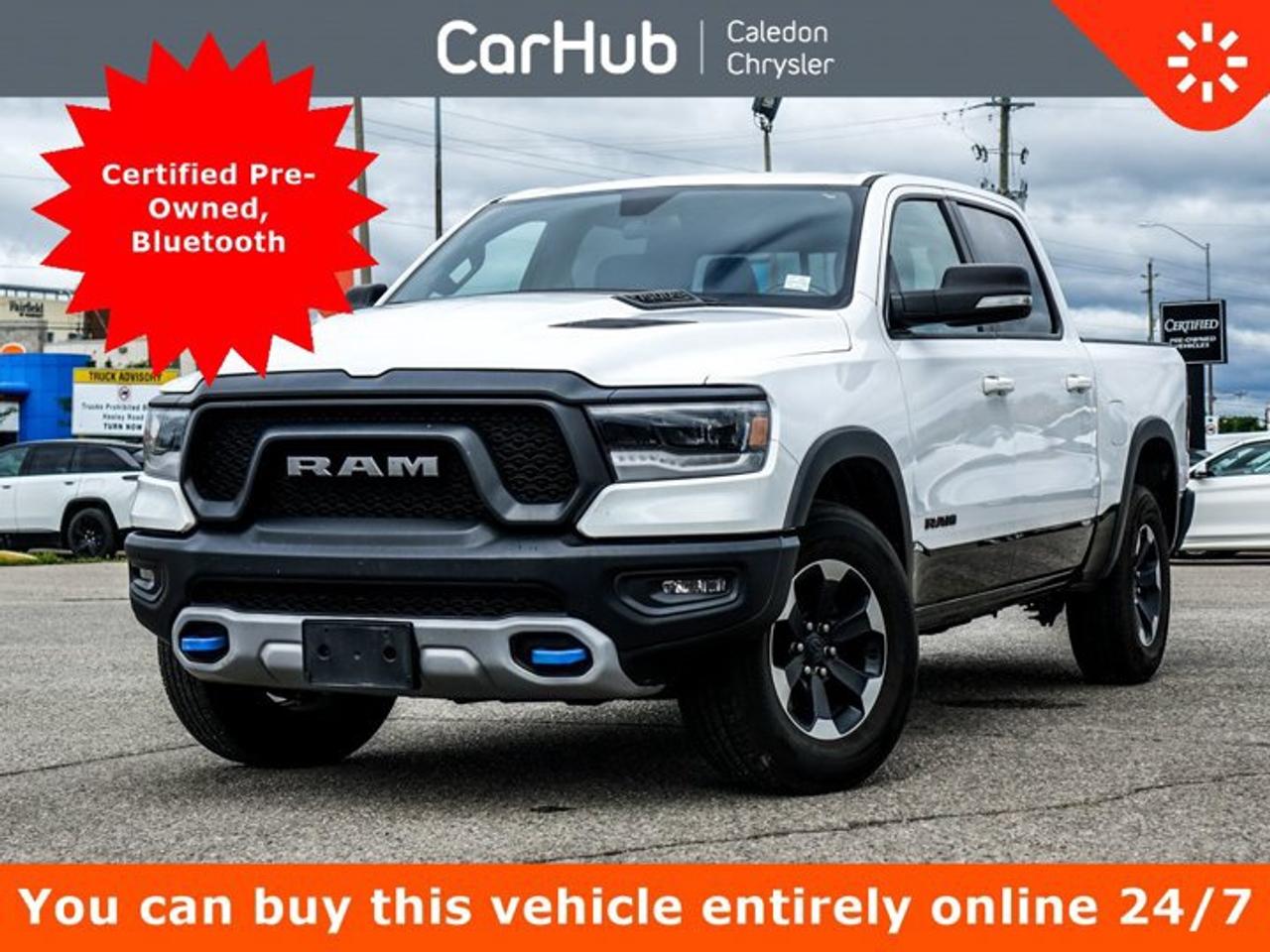 Great PriceNo Accidents,Certified Pre-Owned,<p>This Ram 1500 Rebel 4x4 Crew Cab 57 Box has a powerful Regular Unleaded V-8 5.7 L/345 engine powering this Automatic transmission.Engine: 5.7L HEMI VVT V8 w/FuelSaver MDS, Transmission: 8-Speed Automatic,</p><p>This vehicle is in excellent condition and has passed a multi point inspection. Vehicle detailed.</p><p> </p><p>This Ram 1500 Rebel 4x4 Crew Cab 57 Box Comes Equipped with These Options</p><p>ParkView Backup Camera</p><p>Wireless Phone Connectivity</p><p>Cruise Control w/Steering Wheel Controls</p><p>uto On/Off Reflector Led Low/High Beam Daytime Running Headlamps w/Delay-Off, Rebel Instrument Cluster, Exterior Mirrors w/Turn Signals, Vinyl Door Trim Panel, Body-Colour Door Handles, Exterior Mirrors w/Courtesy Lamps, Auto-Dimming Exterior Driver Mirror, Electronic Shift-On-The-Fly Part Time Transfer Case, Off-Road Group, Power Folding Exterior Mirrors, Fuel Tank Skid Plate, Black Power Fold Heated Mirrors w/Signals, Powder-Coated Front Bumper, Hill Descent Control, Wireless Phone Connectivity, Wheels: 18 x 8 Black Painted Aluminum, Vinyl/Cloth Front Bucket Seats, Vinyl Door Trim Insert, Variable Intermittent Wipers.</p><p> </p><p>Drive Happy with CarHub<br />*** All-inclusive, upfront prices -- no haggling, negotiations, pressure, or games</p><p>*** Purchase or lease a vehicle and receive a $1000 CarHub Rewards card for service</p><p>*** Purchase this vehicle fully online on CarHub websites</p><p> </p><p>Transparency Statement<br />USED VEHICLES: Online prices and payments are for finance purchases -- please note there is a $850 safety certification fee. if not Certified, then as per OMVIC Regulations the vehicle is deemed to be not drivable and Not Certified. Cash purchases for used vehicles have a $2,350 surcharge which includes the safety certification (the finance price + $2,350). NEW VEHICLES: New financed vehicles are subject to an $ 850 Processing Fee. New cars priced at over $100,000 including add-ons or accessories are subject to the additional federal luxury tax. While every effort is taken to avoid errors, technical or human error can occur, so please confirm vehicle features, options, materials, and other specs with your CarHub representative. This can easily be done by calling us or by visiting us at the dealership. CarHub used vehicles come standard with 1 key. If we receive more than one key from the previous owner, we include them with the vehicle. Additional keys may be purchased at the time of sale. Ask your Product Advisor for more details. Payments are only estimates derived from a standard term/rate on approved credit. Terms, rates and payments may vary. Prices, rates and payments are subject to change without notice. Please see our website for more details.</p>