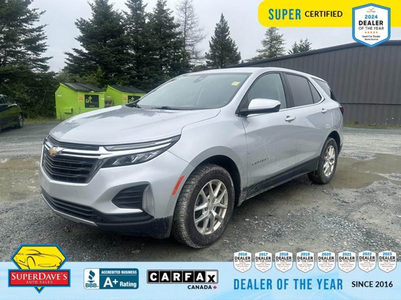 Meet the 2022 Chevrolet Equinox LT   a smart, confident compact SUV that blends practicality with modern tech. This Super Certified Equinox comes equipped with an efficient turbocharged 1.5L engine producing 170 hp and 203 lb-ft of torque, paired to a smooth 6-speed automatic and capable AWD to handle changing road conditions with confidence. With 127,786 km on the clock, it still offers plenty of life and everyday usability.<br><p>THE SUPER DAVES ADVANTAGE</p> <p>BUY REMOTE - No need to visit the dealership. Through email, text, or a phone call, you can complete the purchase of your next vehicle all without leaving your house!</p> <p>DELIVERED TO YOUR DOOR - Your new car, delivered straight to your door! When buying your car with Super Daves, well arrange a fast and secure delivery. Just pick a time that works for you and well bring you your new wheels!</p> <p>PEACE OF MIND WARRANTY - Every vehicle we sell comes backed with a warranty so you can drive with confidence.</p> <p>EXTENDED COVERAGE - Get added protection on your new car and drive confidently with our selection of competitively priced extended warranties.</p> <p>WE ACCEPT TRADES - We&rsquo;ll accept your trade for top dollar! We&rsquo;ll assess your trade in with a few quick questions and offer a guaranteed value for your ride. We&rsquo;ll even come pick up your trade when we deliver your new car.</p> <p>SUPER CERTIFIED INSPECTION - Every vehicle undergoes an extensive 120 point inspection, that ensure you get a safe, high quality used vehicle every time.</p> <p>FREE CARFAX VEHICLE HISTORY REPORT - If youre buying used, its important to know your cars history. Thats why we provide a free vehicle history report that lists any accidents, prior defects, and other important information that may be useful to you in your decision.</p> <p>METICULOUSLY DETAILED &ndash; Buying used doesn&rsquo;t mean buying grubby. We want your car to shine and sparkle when it arrives to you. Our professional team of detailers will have your new-to-you ride looking new car fresh.</p> <p>(Please note that we make all attempt to verify equipment, trim levels, options, accessories, kilometers and price listed in our ads however we make no guarantees regarding the accuracy of these ads online. Features are populated by VIN decoder from manufacturers original specifications. Some equipment such as wheels and wheels sizes, along with other equipment or features may have changed or may not be present. We do not guarantee a vehicle manual, manuals can be typically found online in the rare event the vehicle does not have one. Please verify all listed information with our dealership in person before purchase. The sale price does not include any ongoing subscription based services such as Satellite Radio. Any software or hardware updates needed to run any of these systems would also be the responsibility of the client. All listed payments are OAC which means On Approved Credit and are estimated without taxes and fees as these may vary from deal to deal, taxes and fees are extra. As these payments are based off our lenders best offering they may be subject to change without notice. Please ensure this vehicle is ready to be viewed at the dealership by making an appointment with our sales staff. We cannot guarantee this vehicle will be on premises and ready for viewing unless and appointment has been made.)</p>