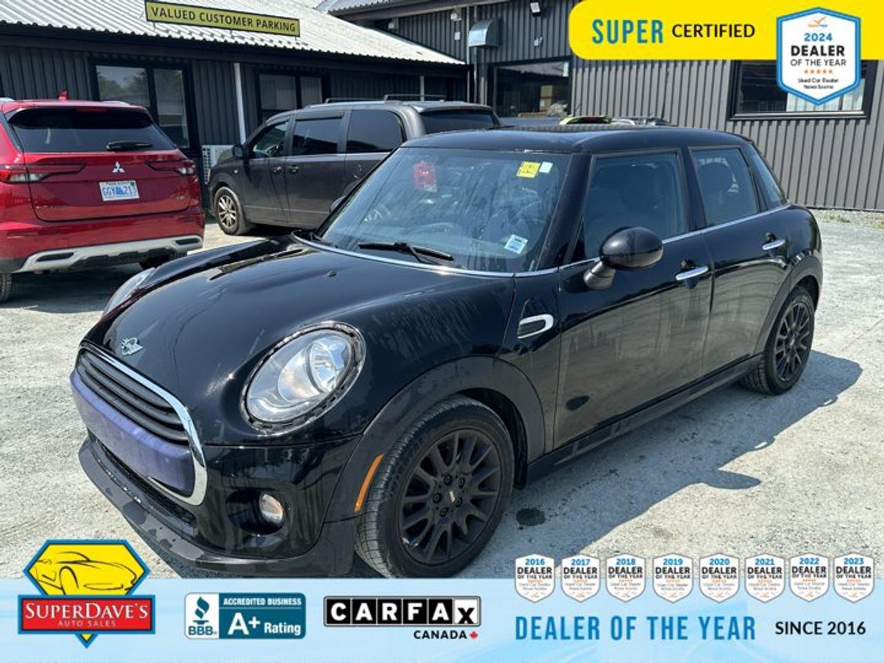 Ready to inject personality into your daily commute? This Super Certified 2018 Mini Cooper 5-door in sleek black delivers big smiles in a compact package. Its turbocharged 1.5L 3-cylinder and smooth 6-speed automatic make city driving spirited and parking painless, while responsive traction control, ABS and stability control help you feel confident in varied conditions. The cabin pairs sporty style with modern convenience: premium synthetic seats, leather-wrapped steering wheel, heated mirrors, keyless entry and keyless start put comfort and control right at your fingertips.<br><p>THE SUPER DAVES ADVANTAGE</p> <p>BUY REMOTE - No need to visit the dealership. Through email, text, or a phone call, you can complete the purchase of your next vehicle all without leaving your house!</p> <p>DELIVERED TO YOUR DOOR - Your new car, delivered straight to your door! When buying your car with Super Daves, well arrange a fast and secure delivery. Just pick a time that works for you and well bring you your new wheels!</p> <p>PEACE OF MIND WARRANTY - Every vehicle we sell comes backed with a warranty so you can drive with confidence.</p> <p>EXTENDED COVERAGE - Get added protection on your new car and drive confidently with our selection of competitively priced extended warranties.</p> <p>WE ACCEPT TRADES - We&rsquo;ll accept your trade for top dollar! We&rsquo;ll assess your trade in with a few quick questions and offer a guaranteed value for your ride. We&rsquo;ll even come pick up your trade when we deliver your new car.</p> <p>SUPER CERTIFIED INSPECTION - Every vehicle undergoes an extensive 120 point inspection, that ensure you get a safe, high quality used vehicle every time.</p> <p>FREE CARFAX VEHICLE HISTORY REPORT - If youre buying used, its important to know your cars history. Thats why we provide a free vehicle history report that lists any accidents, prior defects, and other important information that may be useful to you in your decision.</p> <p>METICULOUSLY DETAILED &ndash; Buying used doesn&rsquo;t mean buying grubby. We want your car to shine and sparkle when it arrives to you. Our professional team of detailers will have your new-to-you ride looking new car fresh.</p> <p>(Please note that we make all attempt to verify equipment, trim levels, options, accessories, kilometers and price listed in our ads however we make no guarantees regarding the accuracy of these ads online. Features are populated by VIN decoder from manufacturers original specifications. Some equipment such as wheels and wheels sizes, along with other equipment or features may have changed or may not be present. We do not guarantee a vehicle manual, manuals can be typically found online in the rare event the vehicle does not have one. Please verify all listed information with our dealership in person before purchase. The sale price does not include any ongoing subscription based services such as Satellite Radio. Any software or hardware updates needed to run any of these systems would also be the responsibility of the client. All listed payments are OAC which means On Approved Credit and are estimated without taxes and fees as these may vary from deal to deal, taxes and fees are extra. As these payments are based off our lenders best offering they may be subject to change without notice. Please ensure this vehicle is ready to be viewed at the dealership by making an appointment with our sales staff. We cannot guarantee this vehicle will be on premises and ready for viewing unless and appointment has been made.)</p>