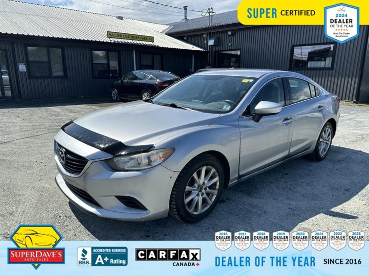 Meet this Super Certified 2016 Mazda6 GX   a stylish silver sedan that blends spirited performance with everyday practicality. With 138,512 km on the odometer, this low mileage vehicle has been cared for and comes Super Certified for extra confidence. The responsive 2.5L 4-cylinder engine paired with a smooth 6-speed automatic delivers engaging acceleration and composed highway cruising, while front-wheel drive keeps it efficient and predictable.<br><p>THE SUPER DAVES ADVANTAGE</p> <p>BUY REMOTE - No need to visit the dealership. Through email, text, or a phone call, you can complete the purchase of your next vehicle all without leaving your house!</p> <p>DELIVERED TO YOUR DOOR - Your new car, delivered straight to your door! When buying your car with Super Daves, well arrange a fast and secure delivery. Just pick a time that works for you and well bring you your new wheels!</p> <p>PEACE OF MIND WARRANTY - Every vehicle we sell comes backed with a warranty so you can drive with confidence.</p> <p>EXTENDED COVERAGE - Get added protection on your new car and drive confidently with our selection of competitively priced extended warranties.</p> <p>WE ACCEPT TRADES - We&rsquo;ll accept your trade for top dollar! We&rsquo;ll assess your trade in with a few quick questions and offer a guaranteed value for your ride. We&rsquo;ll even come pick up your trade when we deliver your new car.</p> <p>SUPER CERTIFIED INSPECTION - Every vehicle undergoes an extensive 120 point inspection, that ensure you get a safe, high quality used vehicle every time.</p> <p>FREE CARFAX VEHICLE HISTORY REPORT - If youre buying used, its important to know your cars history. Thats why we provide a free vehicle history report that lists any accidents, prior defects, and other important information that may be useful to you in your decision.</p> <p>METICULOUSLY DETAILED &ndash; Buying used doesn&rsquo;t mean buying grubby. We want your car to shine and sparkle when it arrives to you. Our professional team of detailers will have your new-to-you ride looking new car fresh.</p> <p>(Please note that we make all attempt to verify equipment, trim levels, options, accessories, kilometers and price listed in our ads however we make no guarantees regarding the accuracy of these ads online. Features are populated by VIN decoder from manufacturers original specifications. Some equipment such as wheels and wheels sizes, along with other equipment or features may have changed or may not be present. We do not guarantee a vehicle manual, manuals can be typically found online in the rare event the vehicle does not have one. Please verify all listed information with our dealership in person before purchase. The sale price does not include any ongoing subscription based services such as Satellite Radio. Any software or hardware updates needed to run any of these systems would also be the responsibility of the client. All listed payments are OAC which means On Approved Credit and are estimated without taxes and fees as these may vary from deal to deal, taxes and fees are extra. As these payments are based off our lenders best offering they may be subject to change without notice. Please ensure this vehicle is ready to be viewed at the dealership by making an appointment with our sales staff. We cannot guarantee this vehicle will be on premises and ready for viewing unless and appointment has been made.)</p>