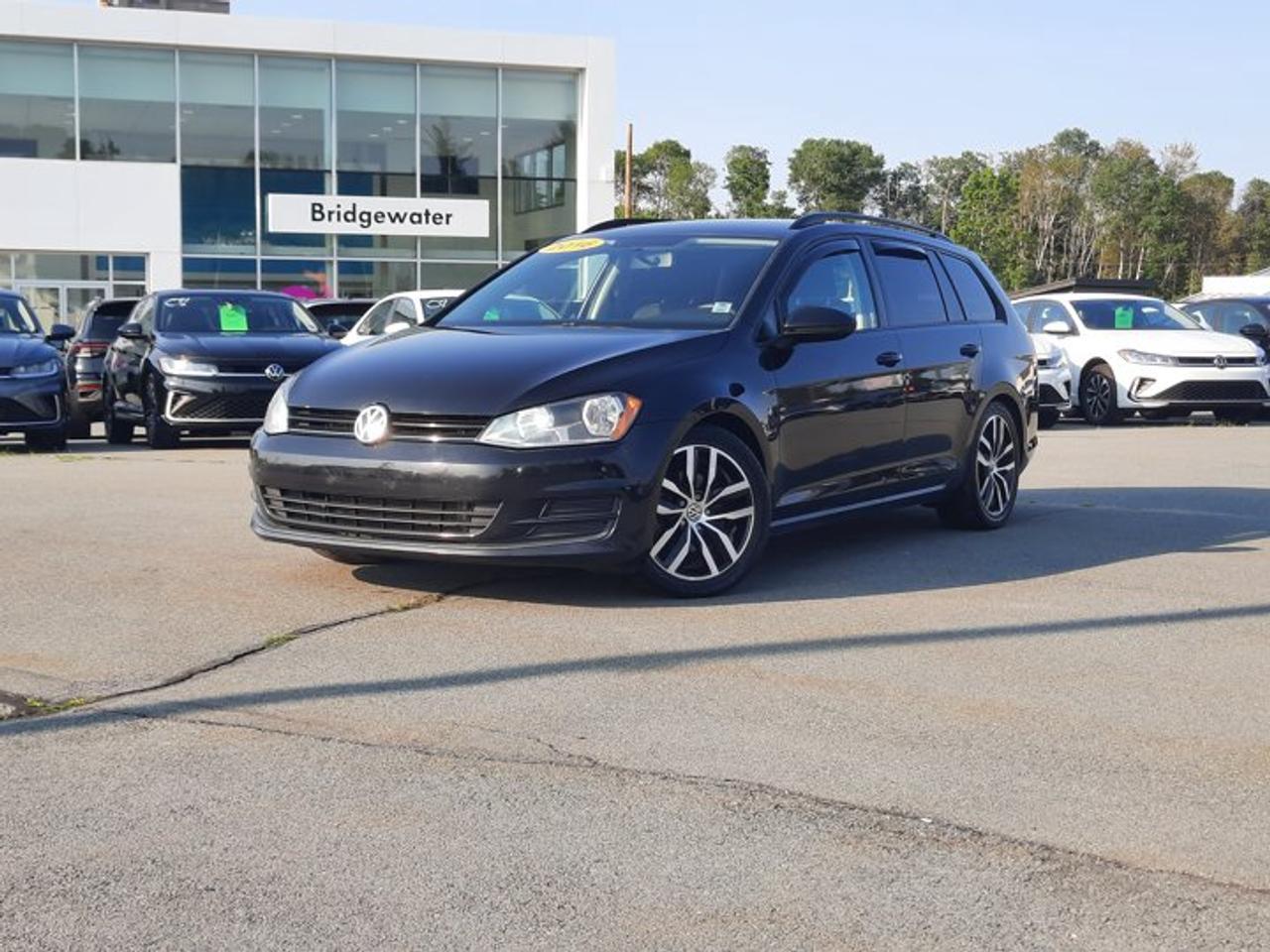New Price! Recent Arrival! 2016 Volkswagen Golf Sportwagon ComfortlineManual | Sirus XM Certified.This vehicle has passed Motor Vehicle Inspection (MVI) and is road-ready for its next owner. It is being sold without warranty and has not undergone a manufacturer or dealership certification program. Reconditioning & Inspection Includes: Provincial Motor Vehicle Inspection (MVI) Safety-related repairs completed as required to meet inspection standards Basic mechanical and safety checks Final road test Any MVI-related concerns must be reported within the applicable time frame. Any inspection-related concerns must be reviewed and addressed by the original selling dealer.Black FWD 5-Speed Manual 1.8L I4 Turbocharged DOHC 16V ULEV II 170hp 4-Wheel Disc Brakes, 8 Speakers, ABS brakes, Air Conditioning, Alloy wheels, AM/FM radio: SiriusXM, Anti-whiplash front head restraints, Bluetooth Mobile Phone Connectivity, Brake assist, Bumpers: body-colour, CD player, Driver door bin, Driver vanity mirror, Dual front impact airbags, Dual front side impact airbags, Electronic Stability Control, Exterior Parking Camera Rear, Four wheel independent suspension, Front anti-roll bar, Front Bucket Seats, Front reading lights, Heated door mirrors, Heated front seats, Illuminated entry, Leather Shift Knob, Leather steering wheel, Low tire pressure warning, Outside temperature display, Overhead airbag, Overhead console, Panic alarm, Passenger door bin, Passenger vanity mirror, Power door mirrors, Power driver seat, Power passenger seat, Power steering, Power windows, Radio data system, Radio: Composition Media w/CD Player, Rear anti-roll bar, Rear reading lights, Rear window defroster, Rear window wiper, Remote keyless entry, Roof rack: rails only, Security system, Speed control, Speed-sensing steering, Split folding rear seat, Spoiler, Steering wheel mounted audio controls, Tachometer, Telescoping steering wheel, Tilt steering wheel, Traction control, Trip computer, Turn signal indicator mirrors, Variably intermittent wipers.