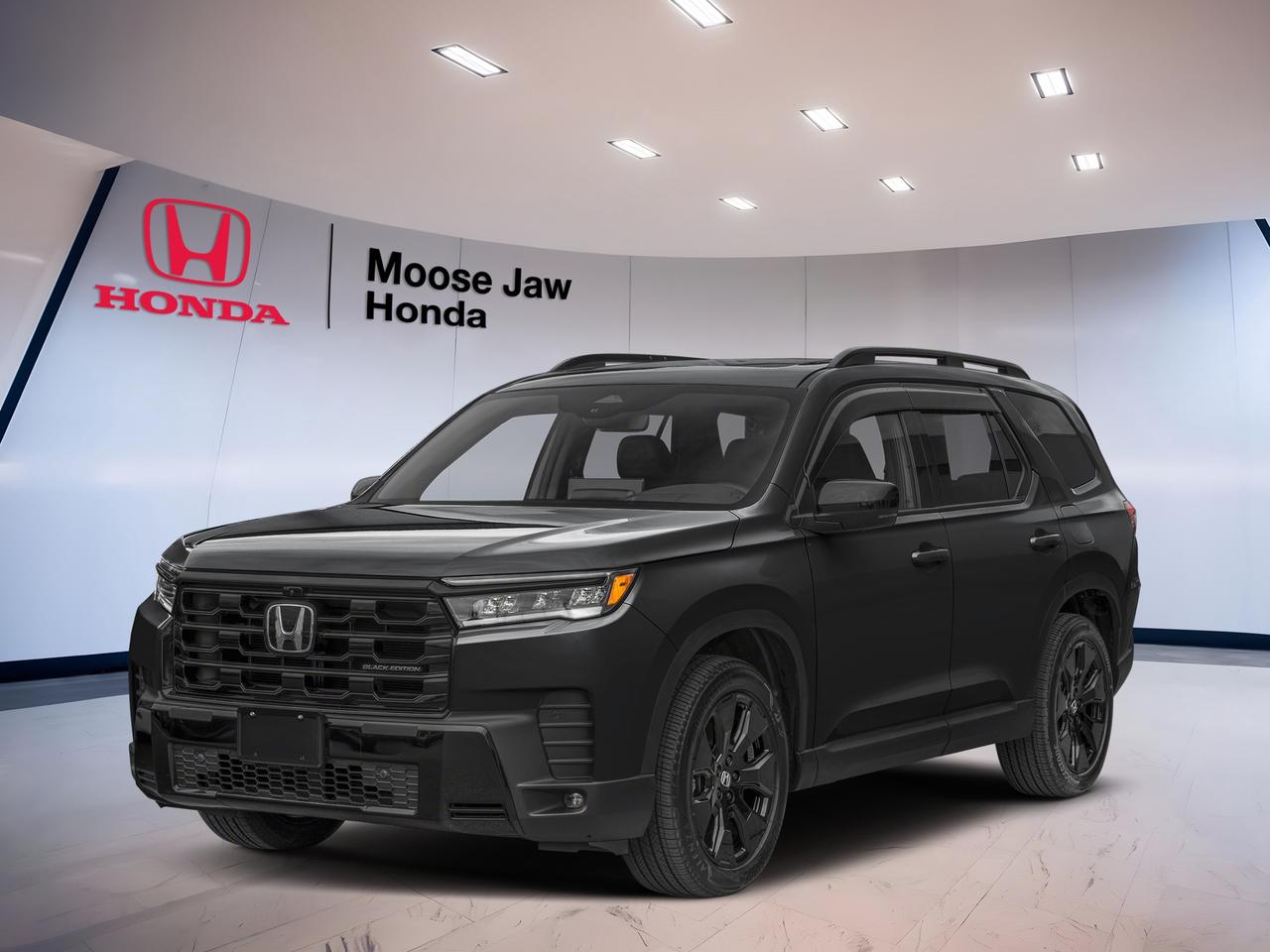 Brand new and ready for Saskatchewan roads, the 2026 Honda Pilot Black Edition brings confident V6 power, all-wheel drive traction, and bold three-row SUV versatility to Moose Jaw. Finished in Black with a Black interior, this full-size Honda SUV blends upscale style, family-friendly space, and everyday practicality in one refined package.

The 2026 Honda Pilot Black Edition is built for drivers who want comfort, capability, and strong road presence. Its 3.5-litre V6 engine works with a 10-speed automatic transmission for smooth response, while all-wheel drive helps deliver sure-footed control in changing weather and road conditions around Moose Jaw and beyond.

FEATURES OF THE Pilot Black Edition

»» Black exterior creates bold premium presence
»» Black interior offers clean upscale atmosphere
»» Three-row SUV design supports family travel
»» V6 power adds smooth highway confidence

ADVANCED SAFETY FEATURES

»» Honda Sensing helps support driver awareness
»» Collision mitigation braking can assist stopping
»» Lane keeping assist supports steady travel
»» Road departure mitigation helps add confidence

PERFORMANCE AND EFFICIENCY

»» 3.5-litre V6 delivers strong smooth power
»» 10-speed automatic supports refined shifting
»» All-wheel drive improves year-round traction
»» Dual VTC helps optimize engine response

COMFORT AND CONVENIENCE

»» Three rows provide flexible passenger space
»» Spacious cabin suits daily family needs
»» Easy entry supports convenient passenger access
»» Quiet ride helps reduce travel fatigue

TECHNOLOGY AND CONNECTIVITY

»» Clear driver information supports easy monitoring
»» Modern controls help simplify daily operation
»» Smart cabin layout keeps functions accessible
»» Convenient interface supports connected driving

CARGO SPACE

»» Large rear cargo area adds versatility
»» Three-row layout balances people and gear
»» Flexible storage supports busy family life
»» Wide tailgate opening eases loading tasks

WHAT OTHER OWNERS LIKE

»» Smooth V6 power for confident passing
»» Comfortable ride for long family trips
»» Useful cargo space for active lifestyles
»» All-wheel drive confidence in poor weather

For drivers shopping at Moose Jaw Honda, the 2026 Honda Pilot Black Edition stands out as a smart choice for family travel, commuting, and weekend escapes. It offers strong performance, practical interior room, and the polished feel many buyers want in a new three-row SUV without giving up everyday usability.

This Honda SUV also makes a strong impression with its clean black-on-black look. The 2026 Honda Pilot Black Edition feels upscale, capable, and ready for all seasons, whether you are heading across town, loading up for a road trip, or taking on winter roads with added confidence from all-wheel drive.

This 2026 Honda Pilot Black Editions VIN is: 5FNYG1H98TB504258.