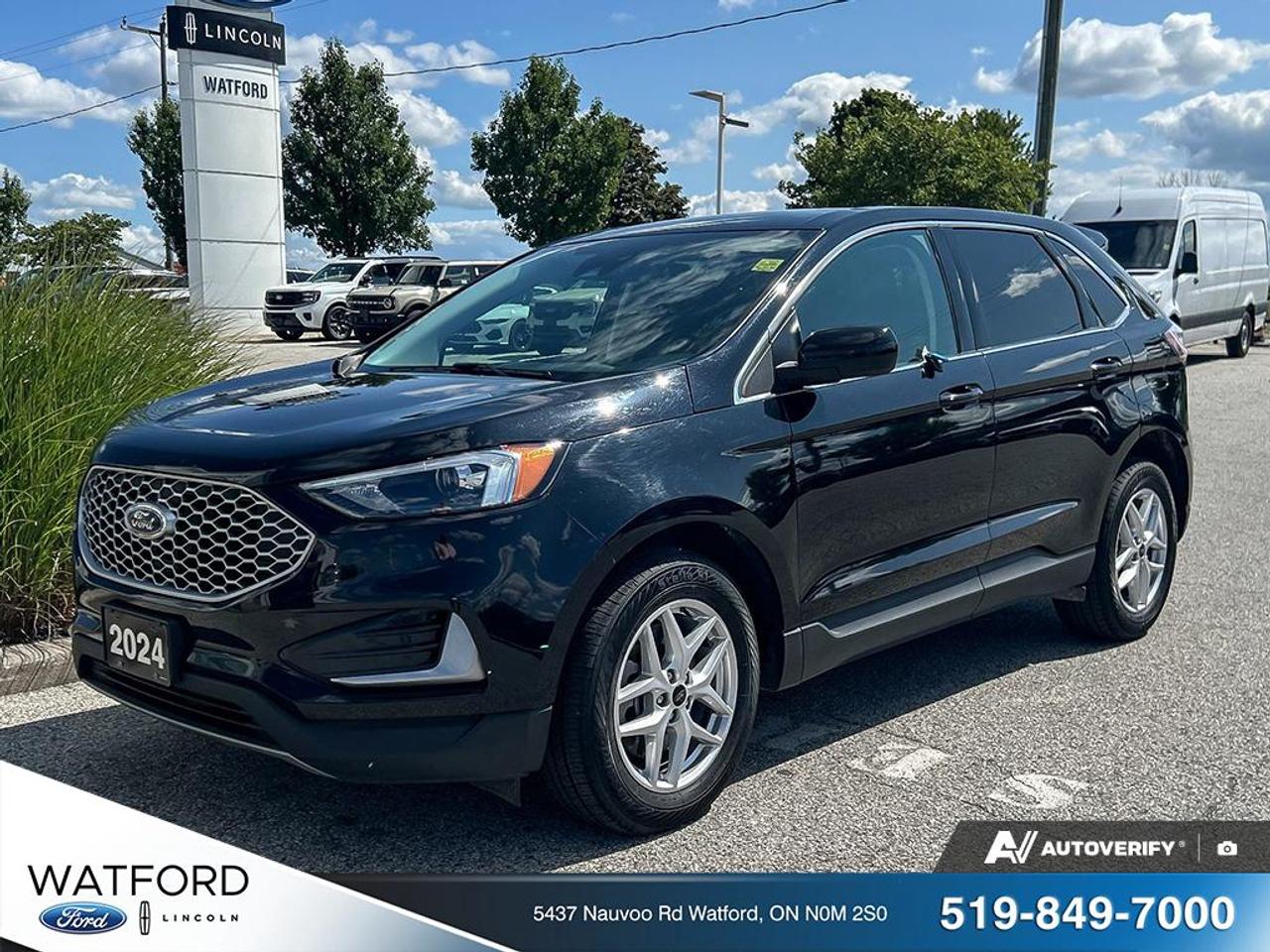 CARFAX Canada reports this SUV has never been accidented and has had a single owner. This used 2024 Ford Edge SEL AWD in Black brings confident all-weather traction, a smooth 8-speed automatic transmission, and a practical 4-door layout. With 75,029 km, it is ready for daily commuting and weekend trips from Watford Ford in Watford.

The 2024 Ford Edge SEL AWD is powered by a 2.0 L unleaded engine paired with an automatic transmission. Its an easy SUV to live with, thanks to smart comfort features, useful driver assists, and a clean, modern cabin feel. The Black exterior is matched with a Black interior for a cohesive look.

FEATURES OF THE Edge SEL AWD  
»» 2.0 L engine with AWD traction  
»» Power liftgate for easier loading  
»» Dual-zone automatic climate control included  
»» Heated front seats for cold mornings  

ADVANCED SAFETY FEATURES  
»» Anti-lock braking system for controlled stops  
»» Stability control helps maintain confident handling  
»» Blind spot monitor for safer lane changes  
»» Lane departure warning adds extra awareness  

PERFORMANCE AND EFFICIENCY  
»» 8-speed automatic transmission shifts smoothly  
»» All-wheel drive for four-season confidence  
»» Limited slip differential improves low-traction grip  
»» Power steering for light, precise feel  

COMFORT AND CONVENIENCE  
»» Dual-zone climate control for personalized comfort  
»» Heated front seats for winter driving  
»» Drivers seat lumbar support reduces fatigue  
»» Remote starter for pre-warmed cabin  

TECHNONOLGY AND CONNECTIVITY  
»» Bluetooth integration for hands-free calling  
»» WiFi hotspot helps keep devices connected  
»» Satellite radio for more listening choice  
»» Steering wheel audio controls simplify operation  

CARGO SPACE  
»» Power liftgate for quick access  
»» Rear trunk access improves loading ease  
»» Remote trunk release adds everyday convenience  
»» Spare tire onboard for added reassurance  

WHAT OTHER OWNERS LIKE  
»» Confident AWD feel in poor weather  
»» Comfortable ride for daily commuting  
»» Helpful driver-assist safety technologies  
»» Easy-to-use connectivity and infotainment controls  

This 2024 Ford Edge SEL AWDs VIN is: 2FMPK4J9XRBA99222.

PREVIOUS DALY RENTAL