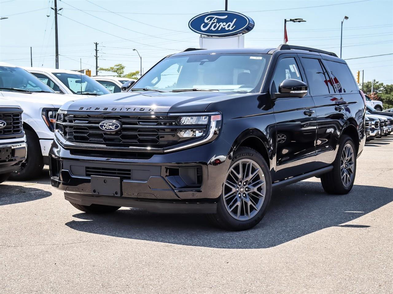 <p>Experience the power and elegance of the 2027 Ford Expedition Platinum Max 4x4. This brand-new black beauty offers a commanding presence with its dynamic 4×4 drivetrain, ensuring unmatched handling across all terrains.</p> <p>The exterior of this full-sized SUV is accented with the sophisticated Agate Black Metallic finish and the refined Stealth Appearance Package, which includes striking 22" Magnetite Painted Aluminum Wheels and distinctive black detailing throughout. Its power panoramic Vista Roof brings a touch of luxury while enhancing the spaciousness for all passengers. The EXpedition's bold design is complemented by its practical features like the Black Onyx Painted Power Deployable Running Boards for easy access and the power-folding side mirrors with heating and memory functions.</p> <p>Step inside to find a cabin wrapped in comfort and advanced technology. Luxurious leather seats provide the ultimate in comfort with heating, cooling, and a power-adjustable memory function. The dashboard boasts state-of-the-art technology including a navigation system, Bluetooth connection, and smart device integration. A cutting-edge B&O Play Unleashed system with 22 speakers envelops the cabin in an unrivaled sound experience, accommodating your every mood with customizable sound spaces.</p> <p>Safety and convenience are at the forefront with features like a backup camera, brake assist, lane assist, and adaptive cruise control. Drivers can enjoy the ease of keyless entry, remote start, and power-adjustable pedals with memory. The Expedition also offers third-row seating with remote power-folding head restraints, ensuring comfort for the entire family.</p> <p>Perfectly suited for families and adventurers who desire a blend of style, comfort, and versatility, the Ford Expedition Platinum Max 4x4 is more than just a vehicle; it's an experience. Visit Summit Ford today to explore this impressive SUV and consult with our team for more information on owning this premium ride.</p>