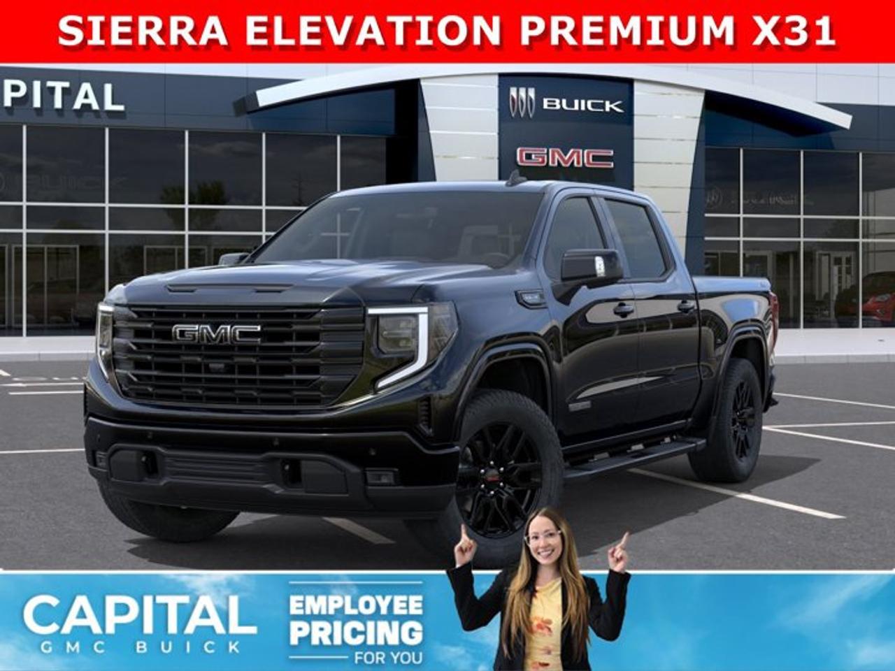 Take a look at this 2026 GMC SIERRA 1500 Elevation Premium Package... Fully equipped with Power Sunroof, BLACK PACKAGE, Heated Leather BUCKET Seats, X31 OFF-ROAD Package, body-color wheel arch moldings, ALL-WEATHER FLOOR MATS, Heated Steering, Adaptive Cruise Control, Dual Exhaust, 360 CAM, 6 Assist Steps, Black Emblems, MultiPro Tailgate, Integrated Brake Controller, Wireless Charger, Blind Zone monitoring, and so much more!Ask for the Internet Department for more information or book your test drive today!AMVIC Licensed Dealer - Licence Number B1044900