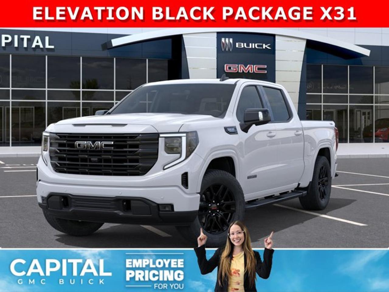 Take a look at this 2026 GMC SIERRA 1500 Elevation Premium Package... Fully equipped with Power Sunroof, BLACK PACKAGE, Heated Leather BUCKET Seats, X31 OFF-ROAD Package, body-color wheel arch moldings, ALL-WEATHER FLOOR MATS, Heated Steering, Adaptive Cruise Control, Dual Exhaust, 360 CAM, 6 Assist Steps, Black Emblems, MultiPro Tailgate, Integrated Brake Controller, Wireless Charger, Blind Zone monitoring, and so much more!Ask for the Internet Department for more information or book your test drive today!AMVIC Licensed Dealer - Licence Number B1044900