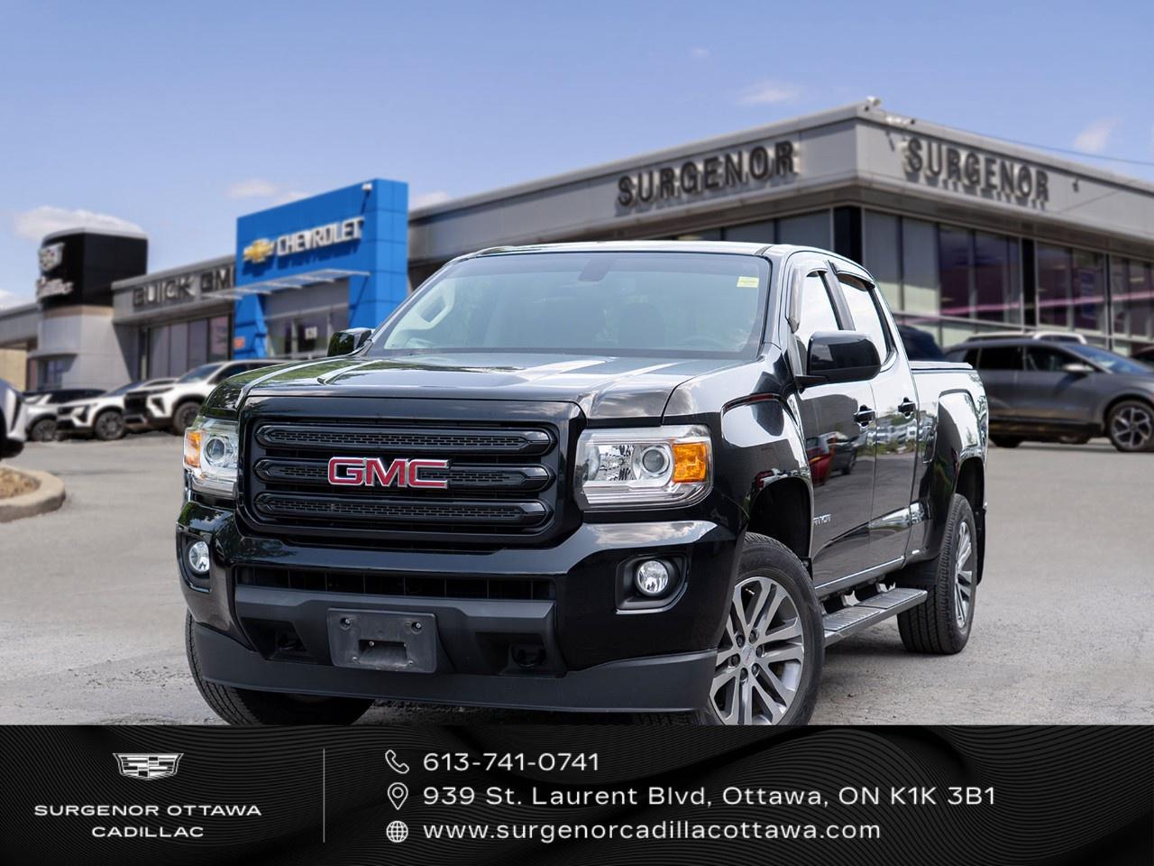 <p>Experience power and style with the 2016 GMC Canyon 4WD SLE Crew Cab Long Box. Cloaked in a sleek black finish, this 4×4 truck pairs an automatic transmission with confident handling for any road condition.</p><p>Step inside to find a refined black interior. The SLE Preferred Equipment Group brings a suite of features like a leather steering wheel, power seats, and power windows, ensuring both comfort and convenience. The blend of technology features, including a backup camera, Bluetooth connection, satellite radio, smart device integration, and a Wi-Fi hotspot, keep you connected and entertained on every drive.</p><p>Under the hood, the robust 3.6L V6 engine with an output of 305 hp provides the strength needed for both work and play. Cruise control and keyless entry enhance the driving experience, while safety features offer peace of mind for both drivers and passengers.</p><p>This GMC Canyon is the ideal vehicle for adventure-seekers and those who need reliable power combined with modern amenities. Contact Surgenor Chevrolet Buick GMC Cadillac to learn more about how this versatile truck can be yours.</p>