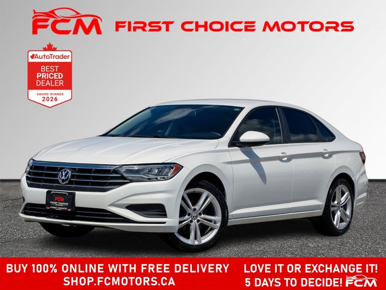 ** ** SPECIAL LIMITED TIME OFFER ** ** PURCHASE ANY VEHICLE THIS WEEK AND RECEIVE 4 BRAND-NEW ALL-SEASON TIRES AT NO ADDITIONAL COST!!! DON   T MISS THIS EXCLUSIVE CHANCE TO UPGRADE YOUR RIDE AND STAY PREPARED FOR ANY WEATHER!!! <br><br>EXCITING NEWS FROM FIRST CHOICE MOTORS! Our brand-new online showroom is now open to the public, bringing the ultimate car shopping experience right to your fingertips! Enjoy a 100% online car shopping experience, with over 500 certified vehicles in stock, comprehensive protection plans, and thousands of new auto parts & accessories available! Plus, for a limited time, were offering FREE deliveries across Ontario on all vehicle purchases! Dont miss out   visit Shop.fcmotors.ca to find and upgrade your perfect vehicle today!<br><br>Welcome to First Choice Motors, the largest car dealership in Toronto of pre-owned cars, SUVs, and vans priced between $5000-$15,000. With an impressive inventory of over 300 vehicles in stock, we are dedicated to providing our customers with a vast selection of affordable and reliable options. <br><br>Were thrilled to offer a used 2019 Volkswagen Jetta COMFORTLINE, white color with 229,000km (STK#10120) This vehicle was $10990 NOW ON SALE FOR $9990. It is equipped with the following features:<br>- Automatic Transmission<br>- Heated seats<br>- Bluetooth<br>- Reverse camera<br>- Power windows<br>- Power locks<br>- Power mirrors<br>- Air Conditioning<br><br>At First Choice Motors, we believe in providing quality vehicles that our customers can depend on. All our vehicles come with a 36-day guarantee on all safety related items. We also offer additional warranty options up to 5 years for our customers who want extra peace of mind.<br><br>Furthermore, all our vehicles are sold fully certified with brand new brakes rotors and pads, a fresh oil change, and brand new set of all-season tires installed & balanced. You can be confident that this car is in excellent condition and ready to hit the road.<br><br>At First Choice Motors, we believe that everyone deserves a chance to own a reliable and affordable vehicle. Thats why we offer financing options with low interest rates starting at 7.9% O.A.C. Were proud to approve all customers, including those with bad credit, no credit, students, and even 9 socials. Our finance team is dedicated to finding the best financing option for you and making the car buying process as smooth and stress-free as possible.<br><br>Our dealership is open 7 days a week to provide you with the best customer service possible. We carry the largest selection of used vehicles for sale under $9990 in all of Ontario. We stock over 300 cars, mostly Hyundai, Chevrolet, Mazda, Honda, Volkswagen, Toyota, Ford, Dodge, Kia, Mitsubishi, Acura, Lexus, and more. With our ongoing sale, you can find your dream car at a price you can afford. Come visit us today and experience why we are the best choice for your next used car purchase!<br><br>All prices include $22.00 OMVIC Fee.  Excludes, license plates, ownership registration and ONTARIO HST (13%)<br>*No Credit Card payments can be accepted for Vehicle Purchases*
