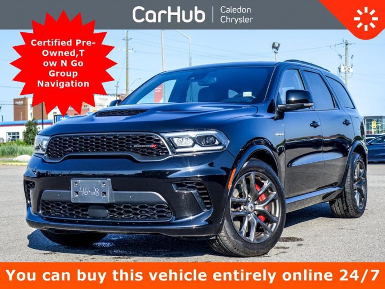 Great PriceNo Accidents,Certified Pre-Owned,<p>This Dodge Durango R/T AWD 6-Passenger Seating has a strong Regular Unleaded, Engine: 5.7L HEMI VVT V8 w/FuelSaver MDS, Transmission: 8-Speed TorqueFlite Automatic,20Black Aluminium Wheels</p><p> </p><p>This vehicle is in excellent condition and has passed a multi point inspection. Vehicle detailed.</p><p> </p><p> </p><p>This Dodge Durango R/T AWD 6-Passenger Seating Comes Equipped with These Options <br />Navigation</p><p>10.1Display</p><p>Apple Carplay</p><p>Power Sunroof</p><p>Tow N Go Group</p><p>Trailer Brake Control</p><p>Remote Start System</p><p>Heated 2nd row Seats</p><p>ParkView Backup Camera</p><p>Heated and Ventilated Front Seats</p><p>Radio/Driver Seat/Mirrors w/Memory</p><p>Adaptive Cruise Control w/Stop & Go</p><p>Sport Heated Leather Steering Wheel</p><p>Bluetooth Wireless Phone Connectivity</p><p>Ebony Red/Black Leather Bucket Seats</p><p>Forward Collision Warning/Active Braking</p><p>Integrated Navigation System w/Voice Activation</p><p>ParkSense with Stop Front And Rear Parking Sensors</p><p>4G LTE Wi-Fi Hot Spot Mobile Hotspot Internet Access</p><p>Voice Activated Dual Zone Front Automatic Air Conditioning</p><p>2nd-Row Mini Console w/Cup Holders, 2nd-Row Seat-Mounted Armrests, 6-Passenger Seating, 3rd-Row Mini Console, Voice Activated Dual Zone Front Automatic Air Conditioning, Valet Function, Urethane Gear Shifter Material, Trunk/Hatch Auto-Latch, Trip Computer, Transmission w/Driver Selectable Mode and Sequential Shift Control w/Steering Wheel Controls, Towing Equipment -inc: Trailer Sway Control, Tire Specific Low Tire Pressure Warning, Tailgate/Rear Door Lock Included w/Power Door Locks, Streaming Audio, Steel Spare Wheel, Sport Tuned Suspension.4 & 7-Pin Wiring Harness, Integrated Roof Rail Crossbars, Power 4-Way Driver & Passenger Lumbar Adjust, LED Auxiliary Low Beam w/Turn Signal, Power Sunroof, Auto-Dimming Exterior Driver Mirror, Dual Remote USB Charging Ports, Trailer Brake Control, Second-Row Heated Seats, Black Roof Rails, Class IV Hitch Receiver, Blind Spot w/Trailer Detection, Floor Console w/Leather Armrest, Power Multi-Function Manual Folding Mirrors, Power Tilt/Telescoping Steering Column, Exterior Mirrors w/Turn Signals, Power 8-Way Adjustable Front Seats w/Driver Memory, Front Ventilated Seats, Forward Collision Warning/Active Braking, Automatic High-Beam Headlamp Control, 115V Auxiliary Power Outlet - Centre Console, Exterior Mirrors w/Memory Settings, Adaptive Cruise Control w/Stop & Go, Leather-Wrapped Door Trim Panels, Radio/Driver Seat/Mirrors w/Memory,4 & 7-Pin Wiring Harness, Red Brembo Brakes w/SRT Performance Pads, High Performance Suspension, Adaptive Damping, Automatic Headlamp Levelling System, Performance-Tuned Steering,High Performance Exhaust, LED Auxiliary Low Beam w/Turn Signal, Trailer Brake Control, Active Noise Control System, 260 KM/H Primary Speedometer, Electronic Limited Slip Differential Rear Axle, 233 km/h Maximum Speed Calibration, Sport/Track/Tow/Snow Drive Modes, Delete Spare Tire, Class IV Hitch Receiver, Body-Colour Upper/Lower Rear Fascia, Blind Spot w/Trailer Detection, Quadra-Trac Active-on-Demand 4x4</p><p> </p><p>Please note the window sticker features options the car had when new -- some modifications may have been made since then. Please confirm all options and features with your CarHub Product Advisor.</p><p> </p><p> </p><p>Drive Happy with CarHub<br />*** All-inclusive, upfront prices -- no haggling, negotiations, pressure, or games</p><p>*** Purchase or lease a vehicle and receive a $1000 CarHub Rewards card for service</p><p>*** Purchase this vehicle fully online on CarHub websites</p><p> </p><p>Transparency Statement<br />USED VEHICLES: Online prices and payments are for finance purchases -- please note there is a $850 safety certification fee. if not Certified, then as per OMVIC Regulations the vehicle is deemed to be not drivable and Not Certified. Cash purchases for used vehicles have a $2,350 surcharge which includes the safety certification (the finance price + $2,350). NEW VEHICLES: New financed vehicles are subject to an $ 850 Processing Fee. New cars priced at over $100,000 including add-ons or accessories are subject to the additional federal luxury tax. While every effort is taken to avoid errors, technical or human error can occur, so please confirm vehicle features, options, materials, and other specs with your CarHub representative. This can easily be done by calling us or by visiting us at the dealership. CarHub used vehicles come standard with 1 key. If we receive more than one key from the previous owner, we include them with the vehicle. Additional keys may be purchased at the time of sale. Ask your Product Advisor for more details. Payments are only estimates derived from a standard term/rate on approved credit. Terms, rates and payments may vary. Prices, rates and payments are subject to change without notice. Please see our website for more details.</p>