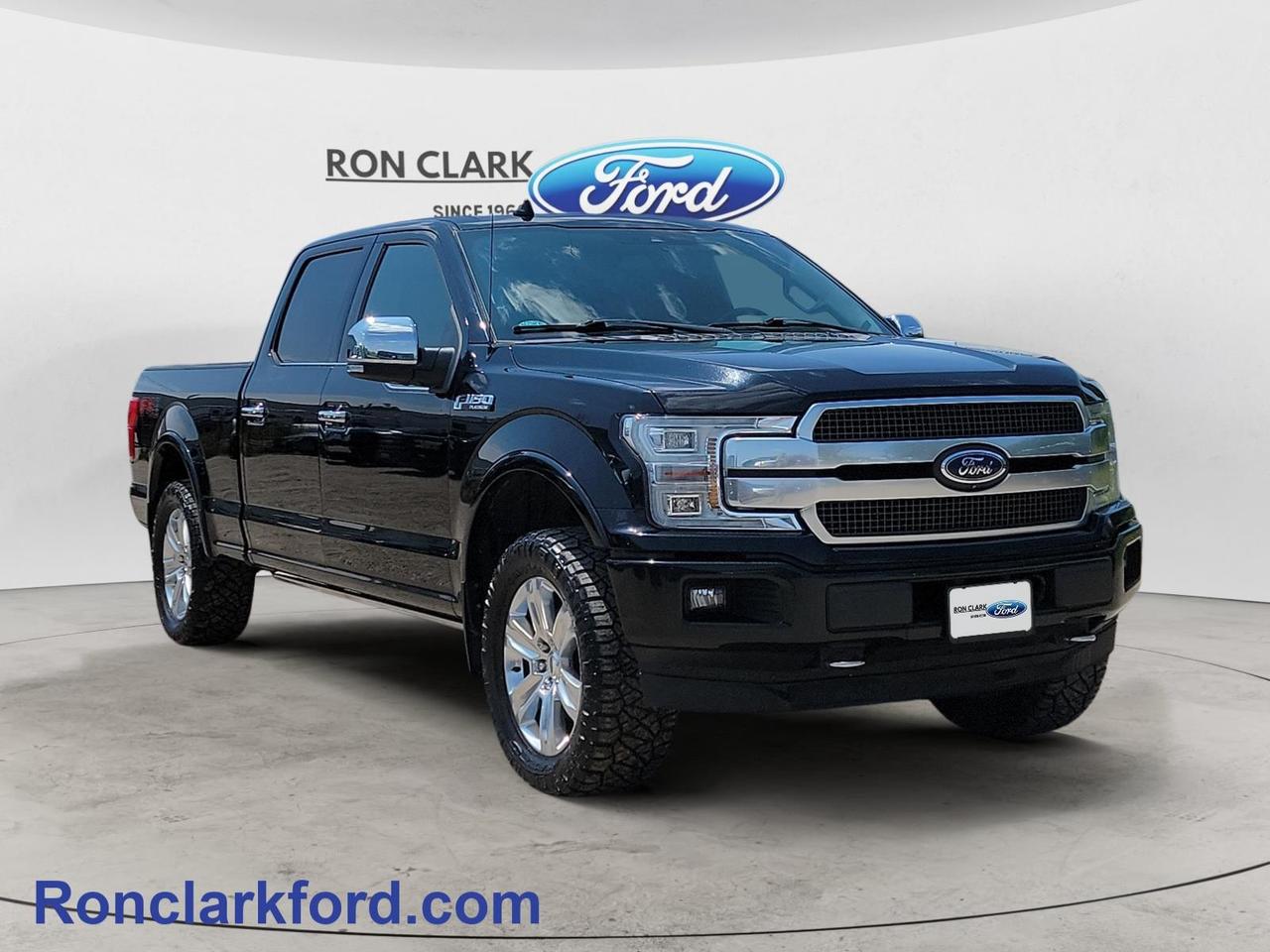 Finished in sleek Shadow Black with a luxurious Black leather interior, this pre-owned 2018 Ford F-150 Platinum combines premium comfort with legendary Ford capability. Powered by the dependable 5.0L V8 engine paired with a 10-speed automatic transmission, this Platinum delivers smooth performance whether youre commuting, towing, or heading off the beaten path.Equipped with the 700A Equipment Group, this truck is loaded with premium features including power-deployable running boards, a twin-panel moonroof, remote release tailgate, Technology Package, FX4 Off-Road Package, and a Trailer Tow Package with an integrated trailer brake controller, making it ready for work and adventure alike.Inside, youll enjoy a first-class driving experience with power, heated, ventilated, and memory drivers seat, power heated front passenger seat, heated rear seats, adaptive cruise control, remote start, remote keyless entry with SecuriCode keypad, universal garage door opener, and an engine block heater for added convenience during colder months.Stay connected and entertained with the premium B&O audio system and SYNC® 3 infotainment system, offering intuitive access to your music, navigation, and smartphone features.If youre looking for a well-equipped, full-size pickup that offers luxury, capability, and proven V8 performance, this 2018 Ford F-150 Platinum is ready to exceed your expectations. All Pre-Owned vehicles come standard with one key. If we received additional keys from the previous owner they will be with the vehicle upon delivery at no cost. Additional keys may be purchased at customers request and expense.Come to the dealer you can trust. 60 years and counting Ron Clark Ford & Jayco RV is known for great value and being best in customer service! We serve and deliver all over Ontario including destinations such as Wyoming, Petrolia, Sarnia, London, Guelph, Kitchener-Waterloo, Hamilton, GTA, Ottawa & Chatham-Kent. Call or visit us at RON CLARK FORD & JAYCO RV to view and test drive today! RON CLARK FORD where else!!